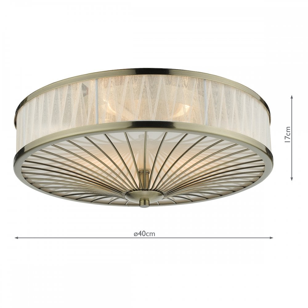 Oslo 3 Light Antique Brass Flush Fitting