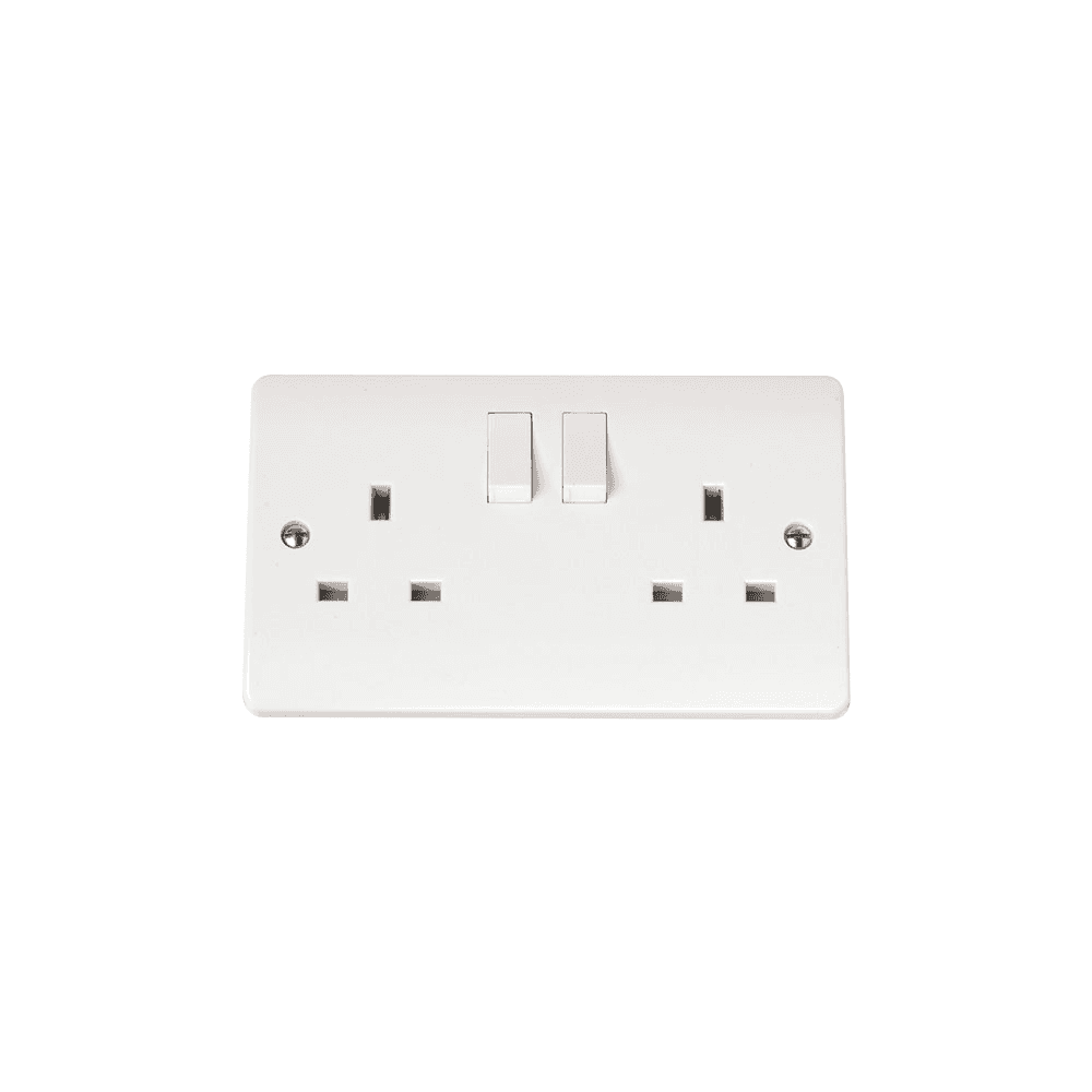 White 2 Gang Socket