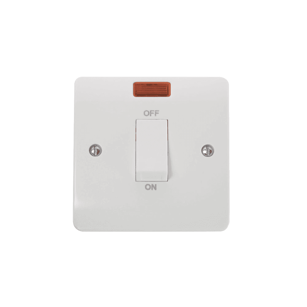 White 1 Gang Switch with Rocker & Neon