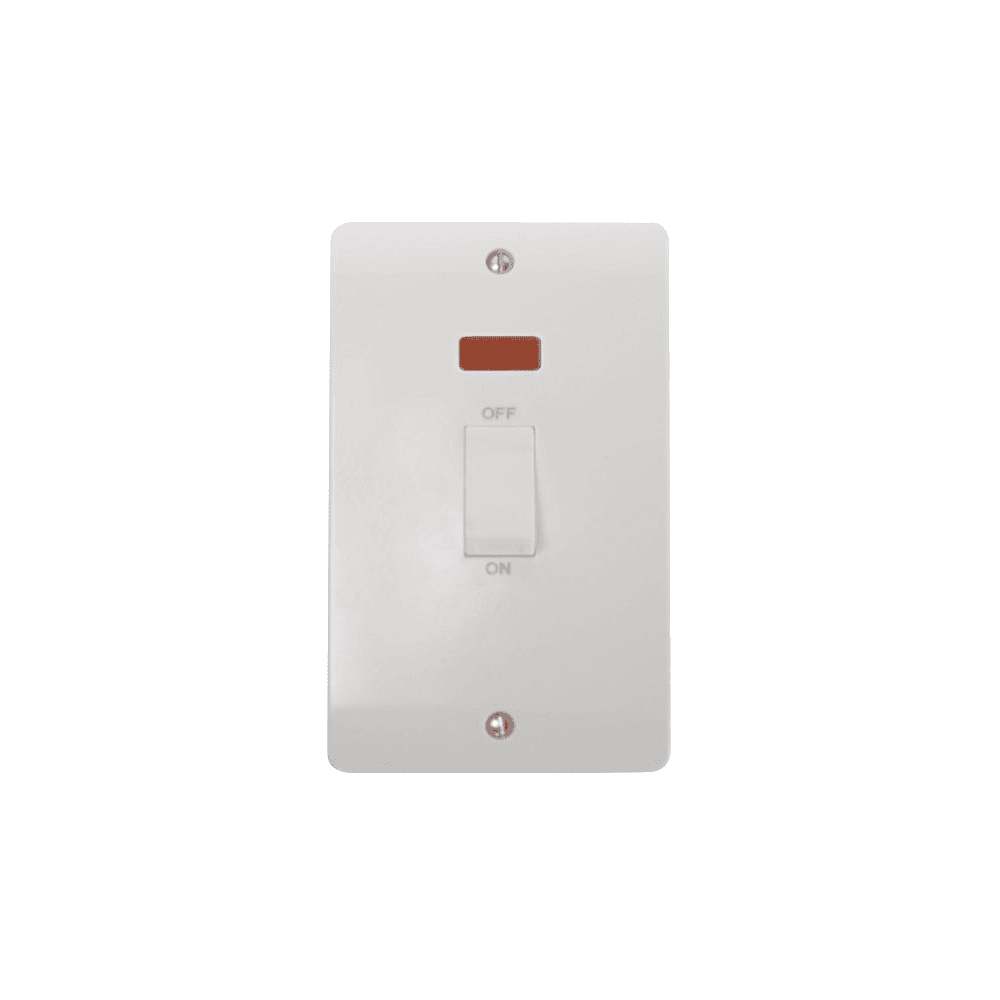 White 2 Gang Vertical Switch with Rocker & Neon