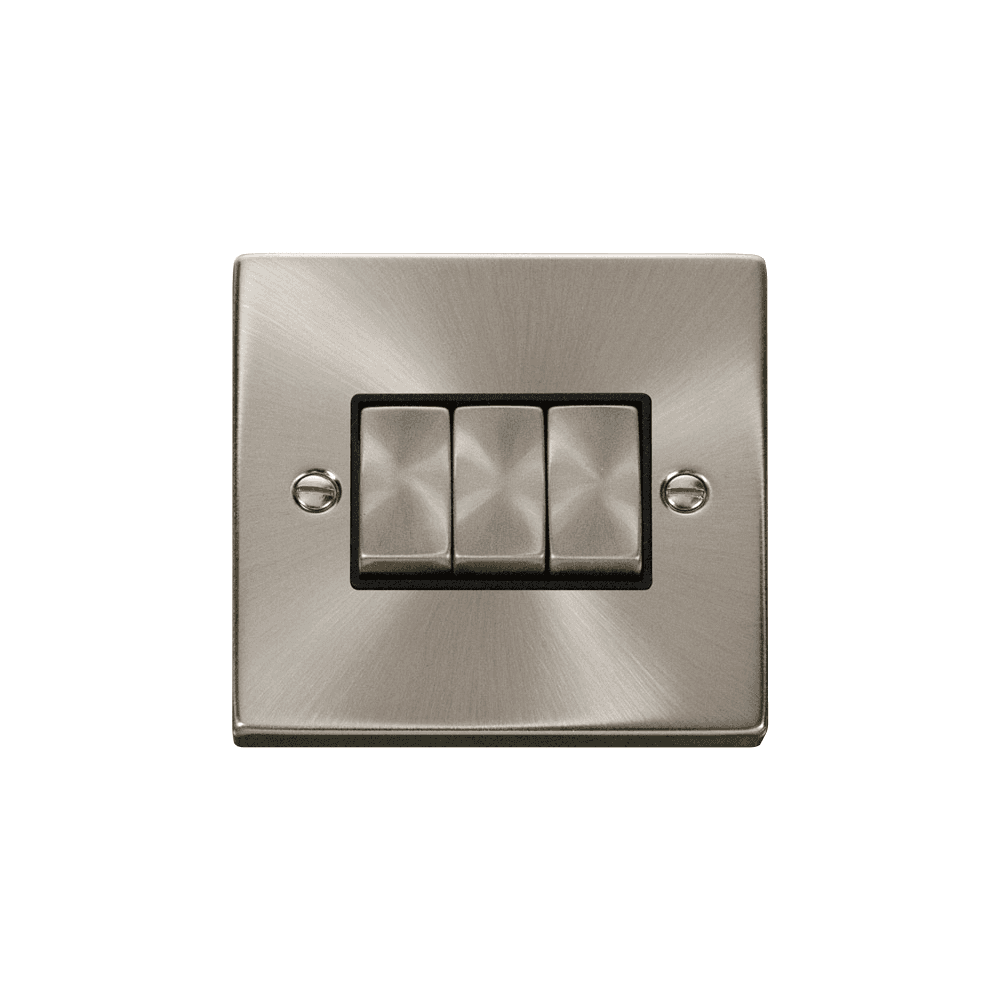 Satin Chrome 3 Gang 2 Way Switch