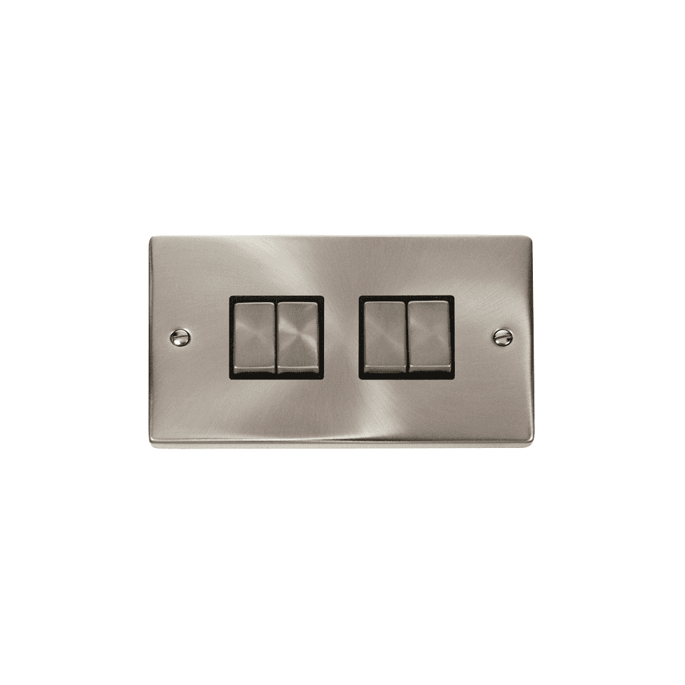 Satin Chrome 4 Gang 2 Way Switch