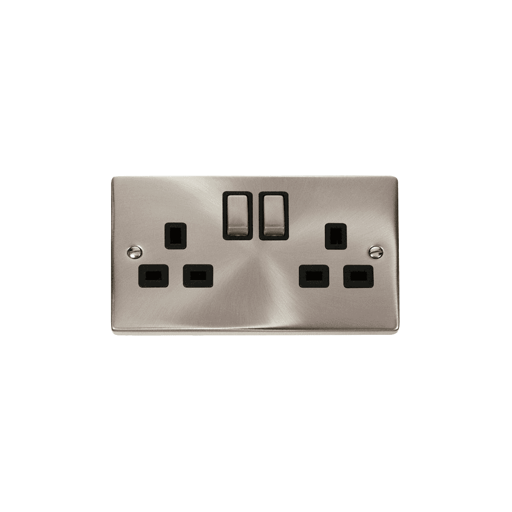 Satin Chrome 2 Gang Socket
