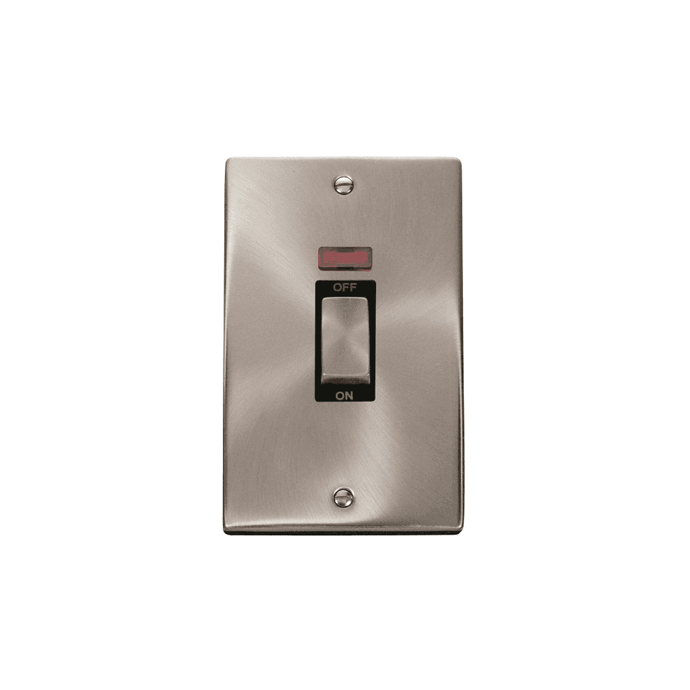 Satin Chrome 2 Gang Vertical Switch with Neon