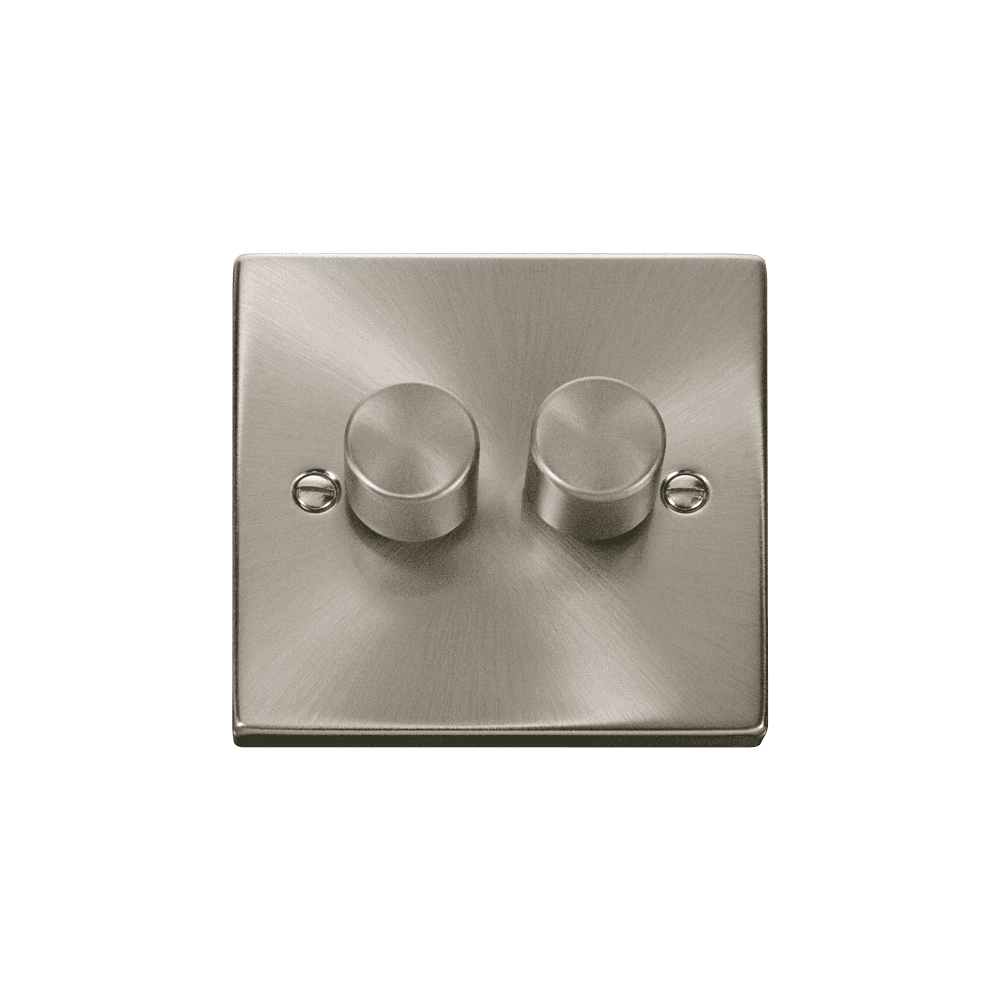 Satin Chrome 2 Gang 2 Way Dimmer Switch