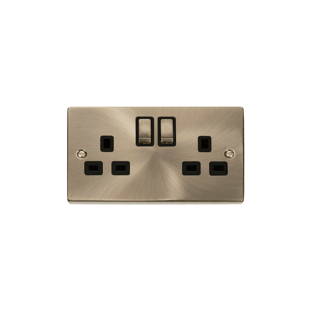 Antique Brass 2 Gang Socket