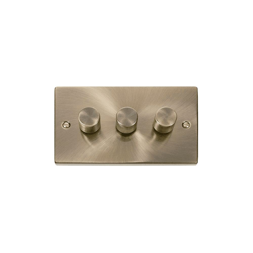 Antique Brass 3 Gang 2 Way Dimmer Switch