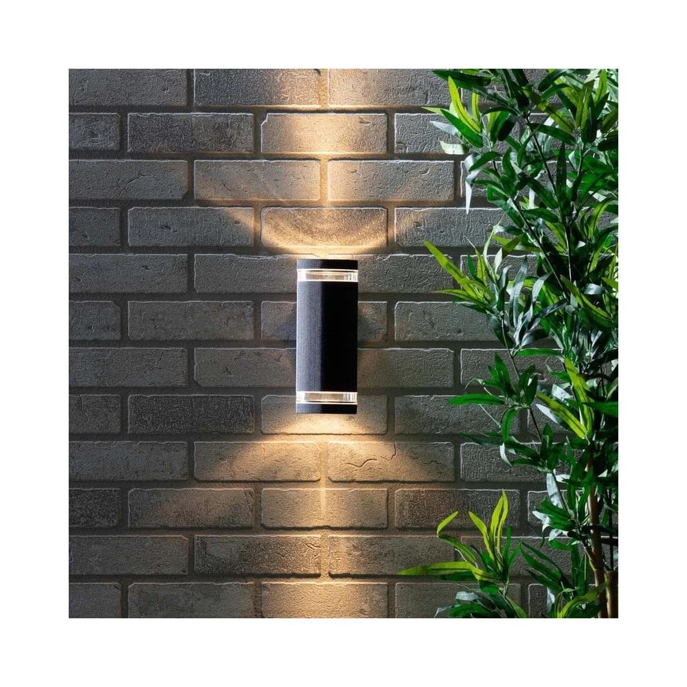 Helix Black Up and Down Wall Light IP44