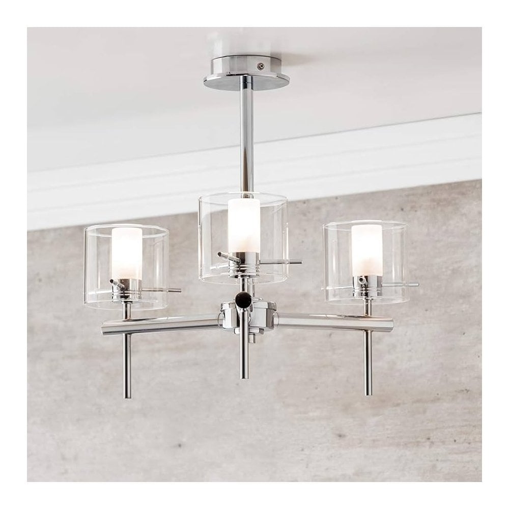 Gene 3 Light Semi Flush Fitting in Chrome IP44