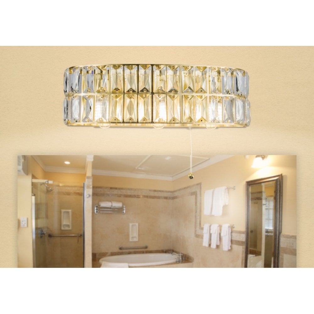 Haley 3 Light Satin Brass Wall Fitting IP44