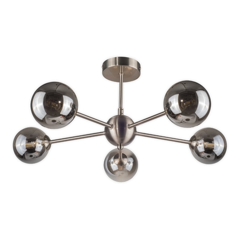 Barbara 5 Light Satin Chrome Semi Flush