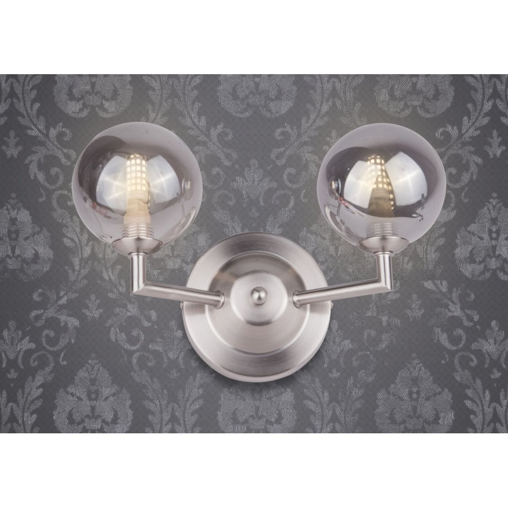 Barbara Double Wall Light in Satin Chrome