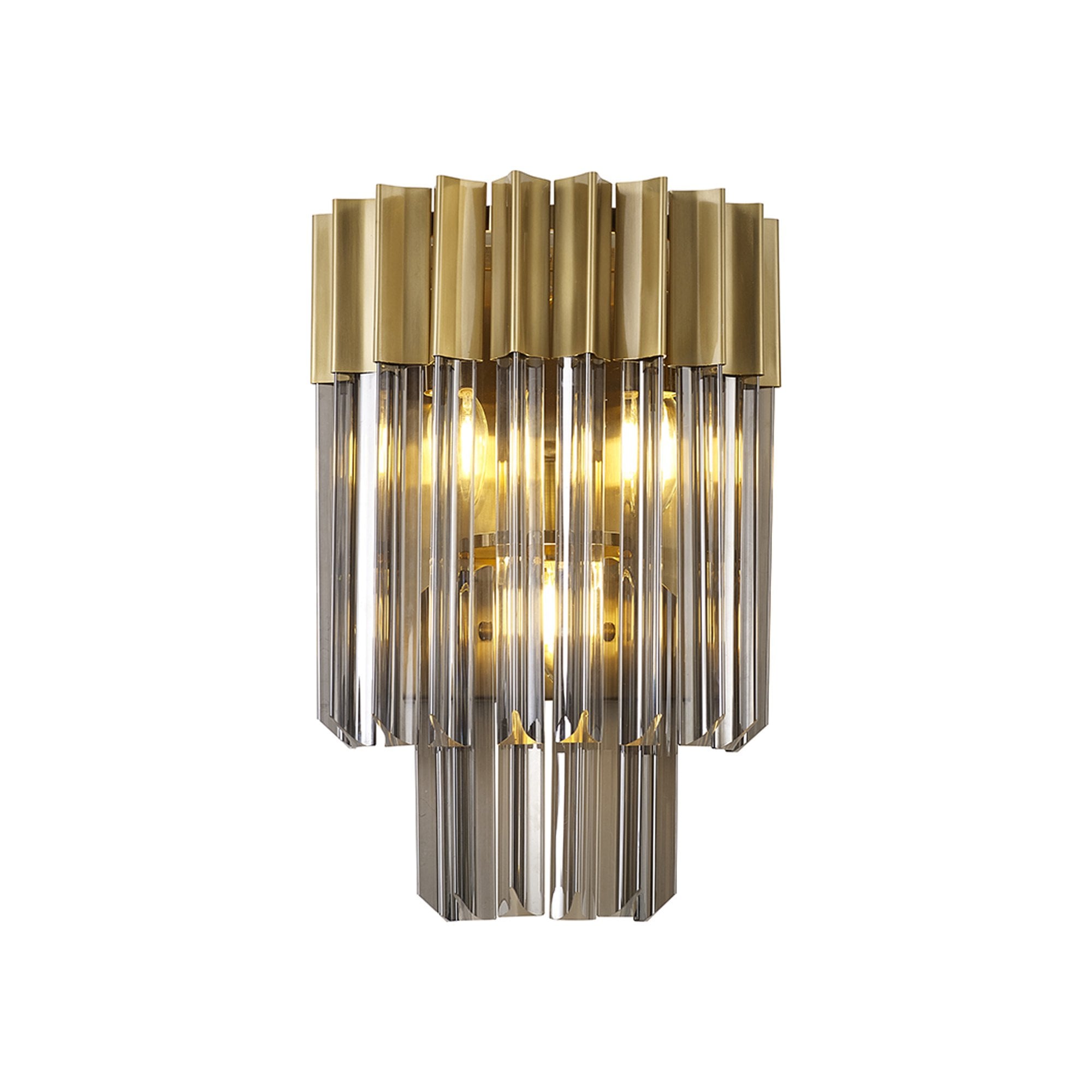 Donard Brass Wall Light with Smoked Glass