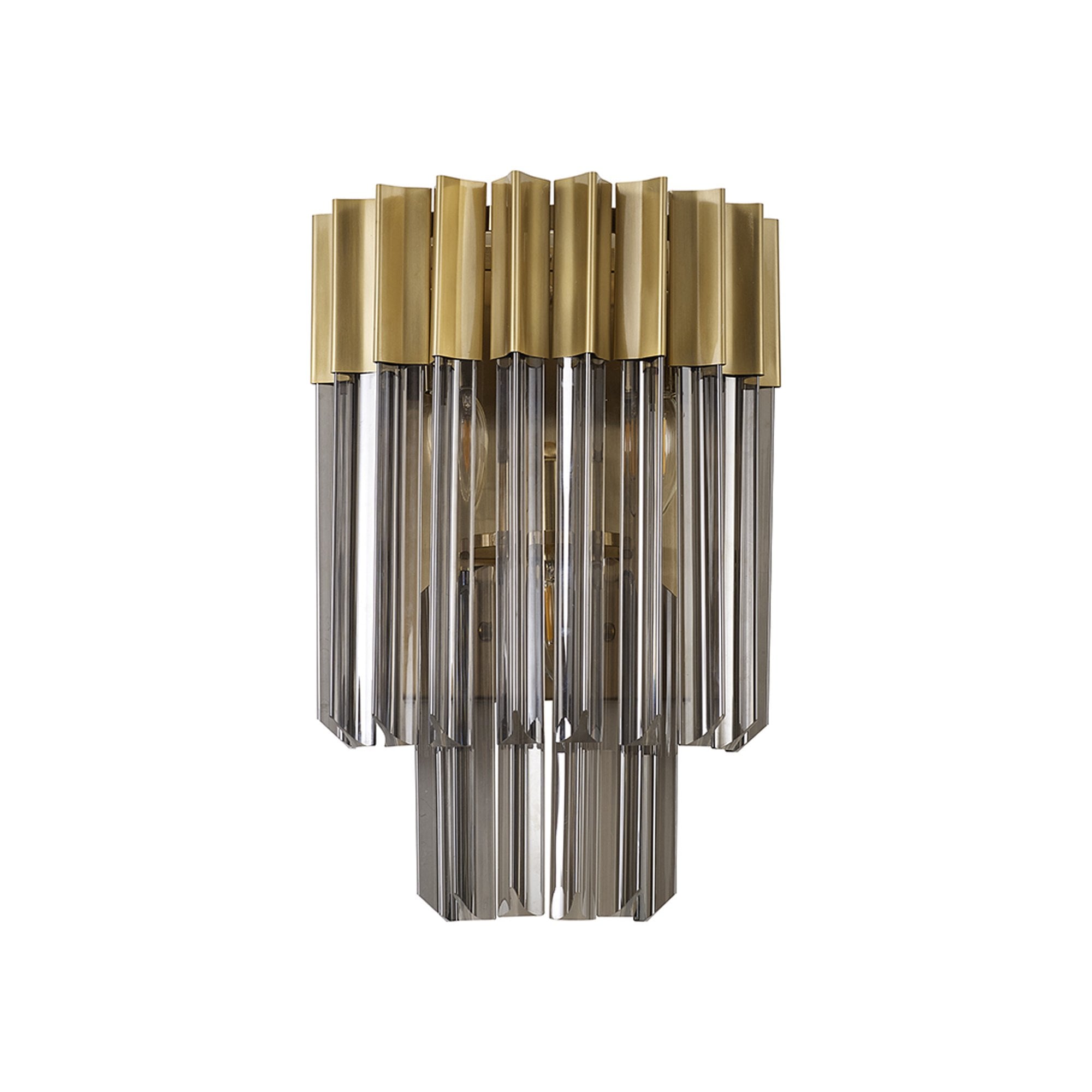 Donard Brass Wall Light with Smoked Glass