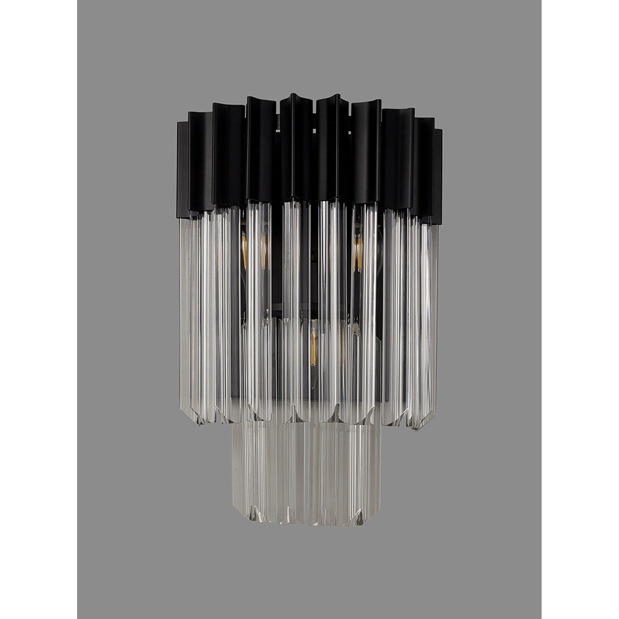 Donard Matt Black Wall Light with Clear Glass