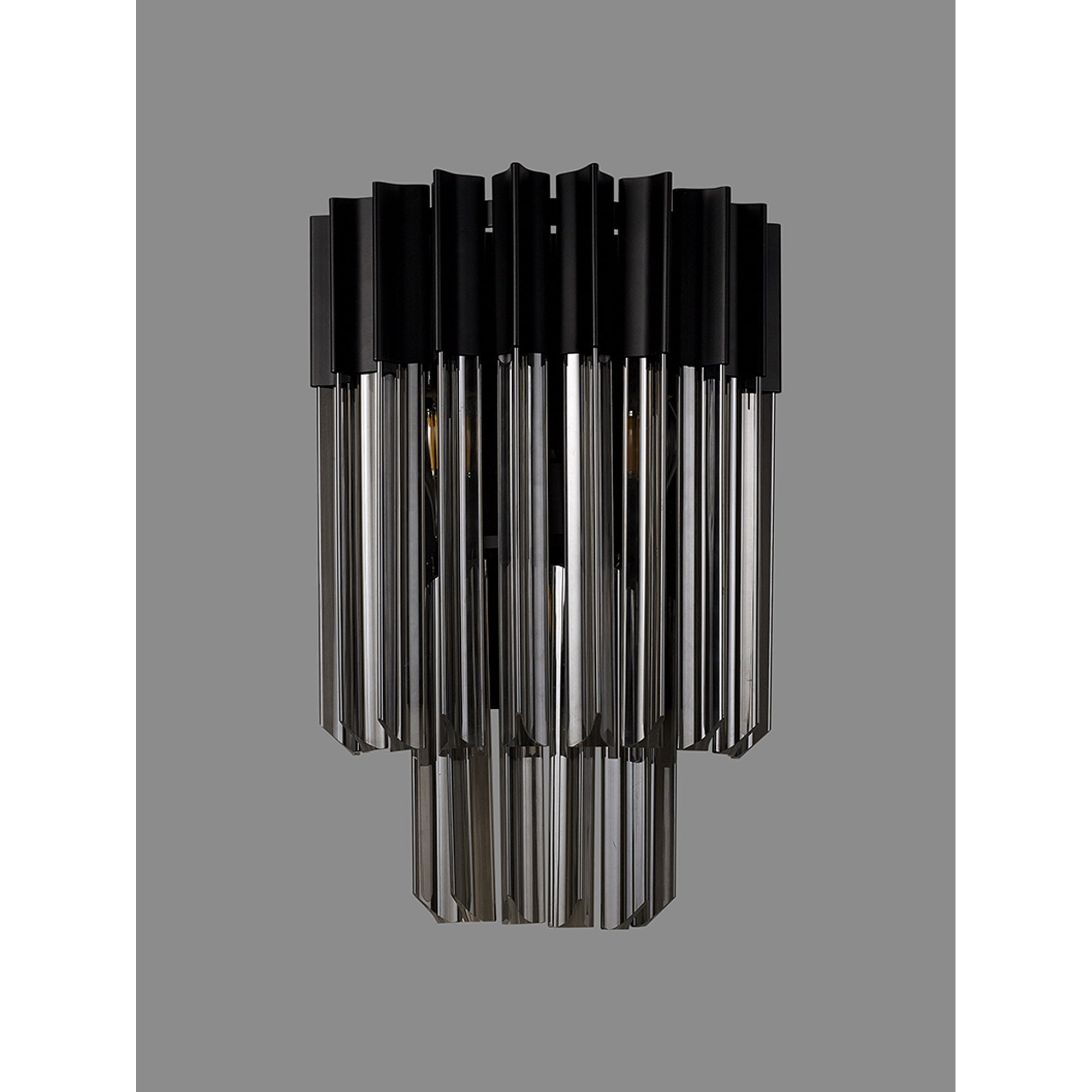 Donard Matt Black Wall Light with Smoked Glass