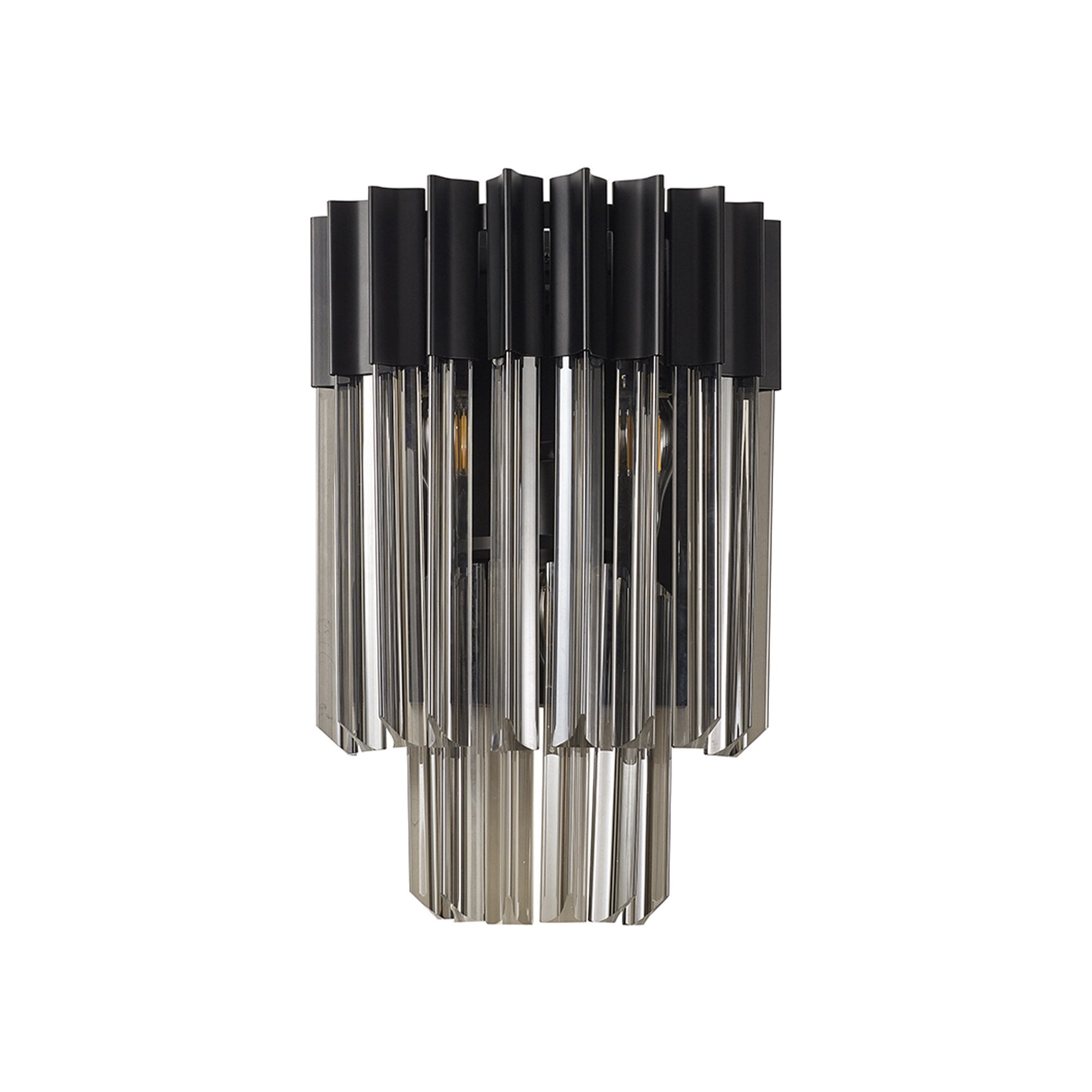 Donard Matt Black Wall Light with Smoked Glass