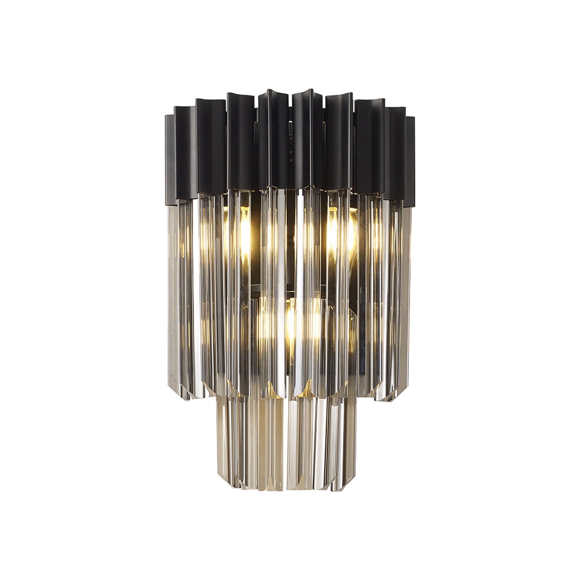 Donard Matt Black Wall Light with Smoked Glass