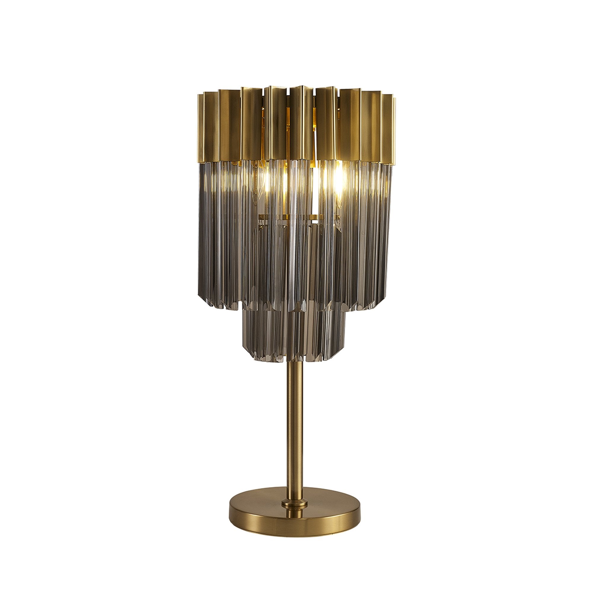 Donard Brass Table Lamp with Smoked Glass