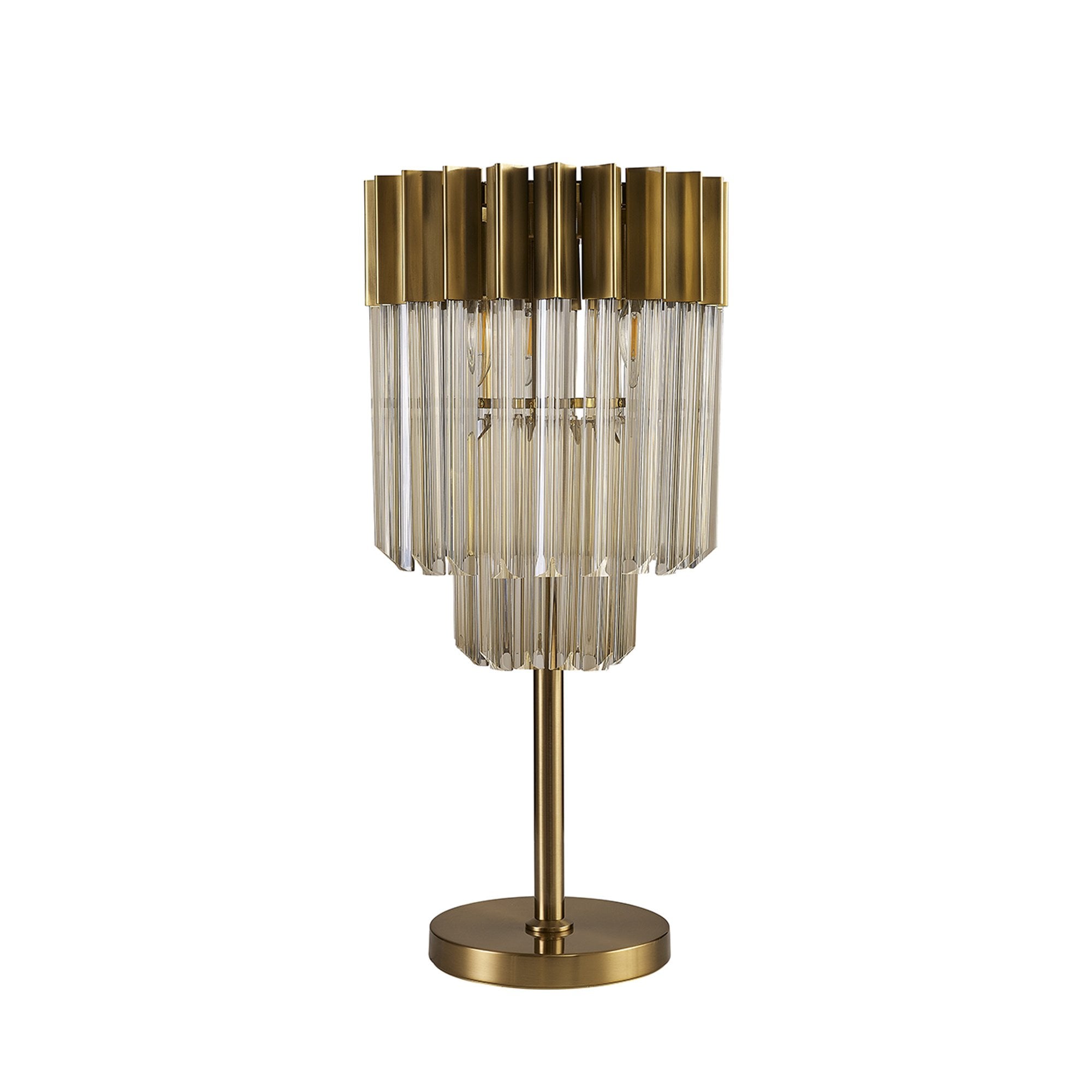 Donard Brass Table Lamp with Cognac Glass