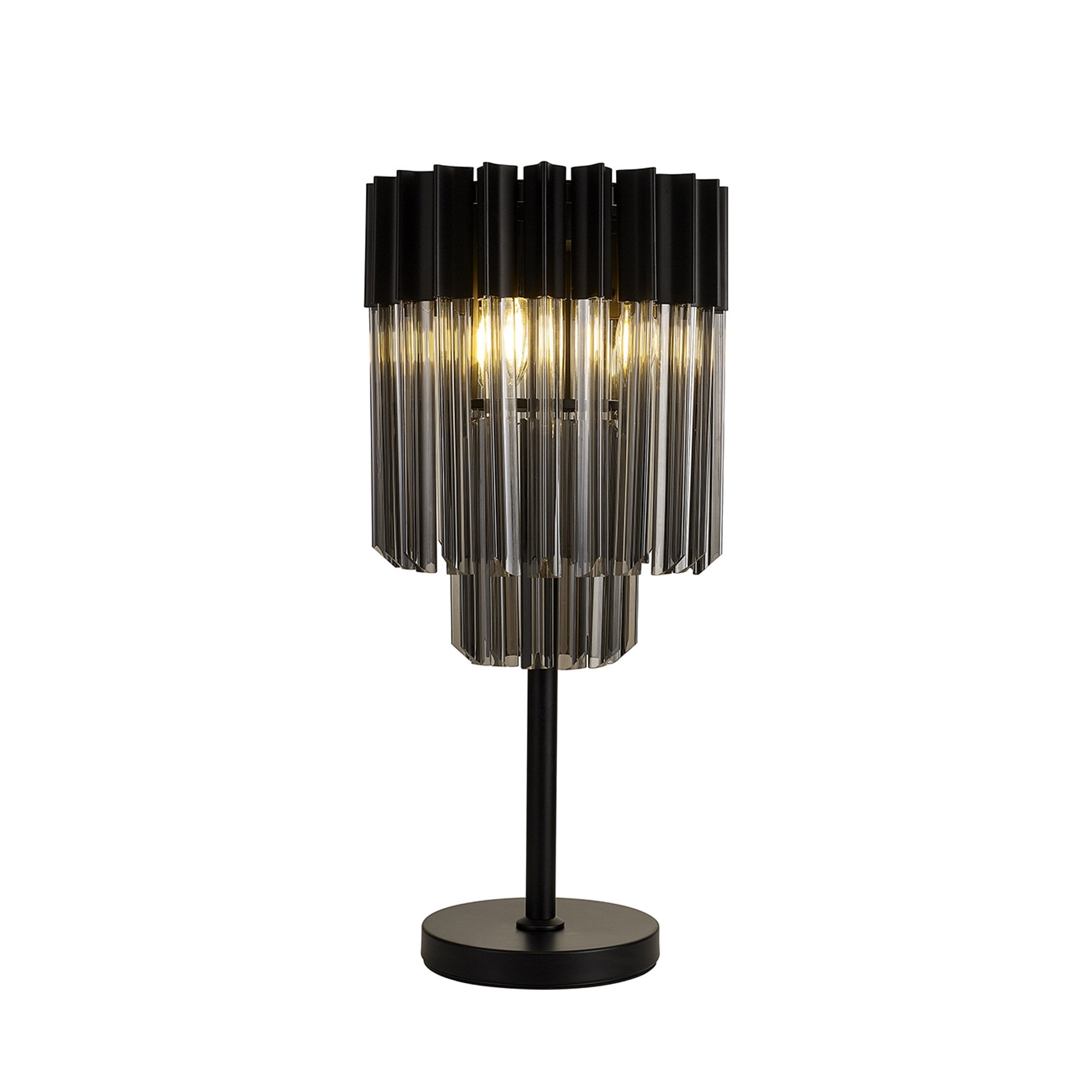 Donard Matt Black Table Lamp with Smoked Glass