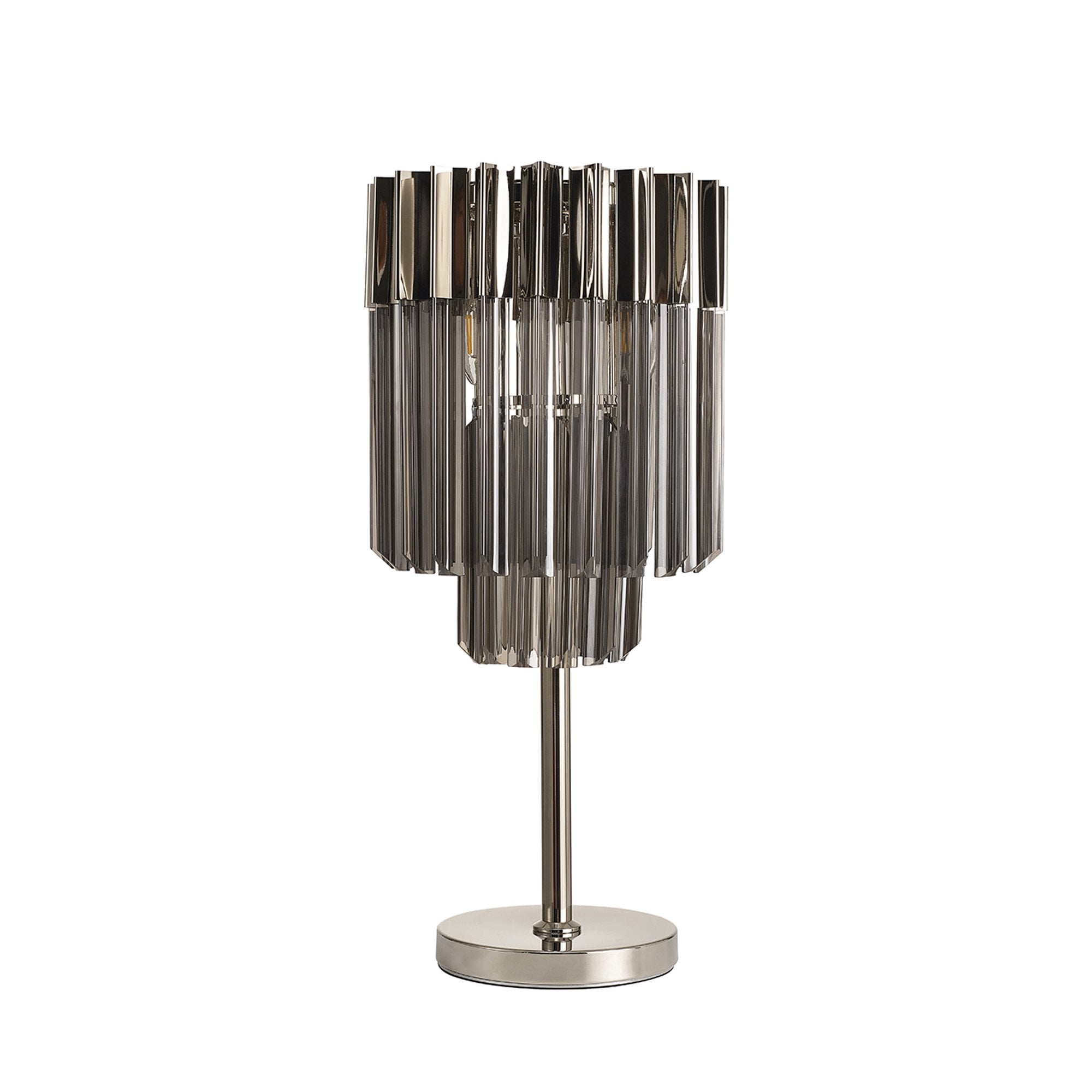 Donard Polished Nickel Table Lamp with Smoked Glass