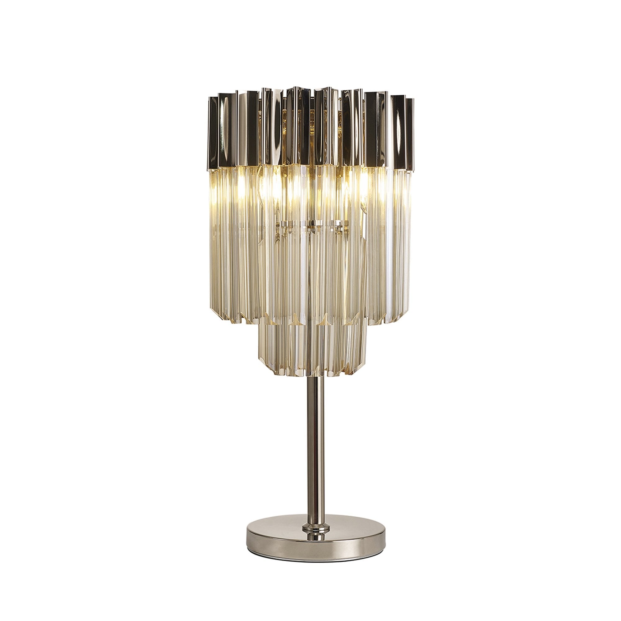 Donard Polished Nickel Table Lamp with Cognac Glass
