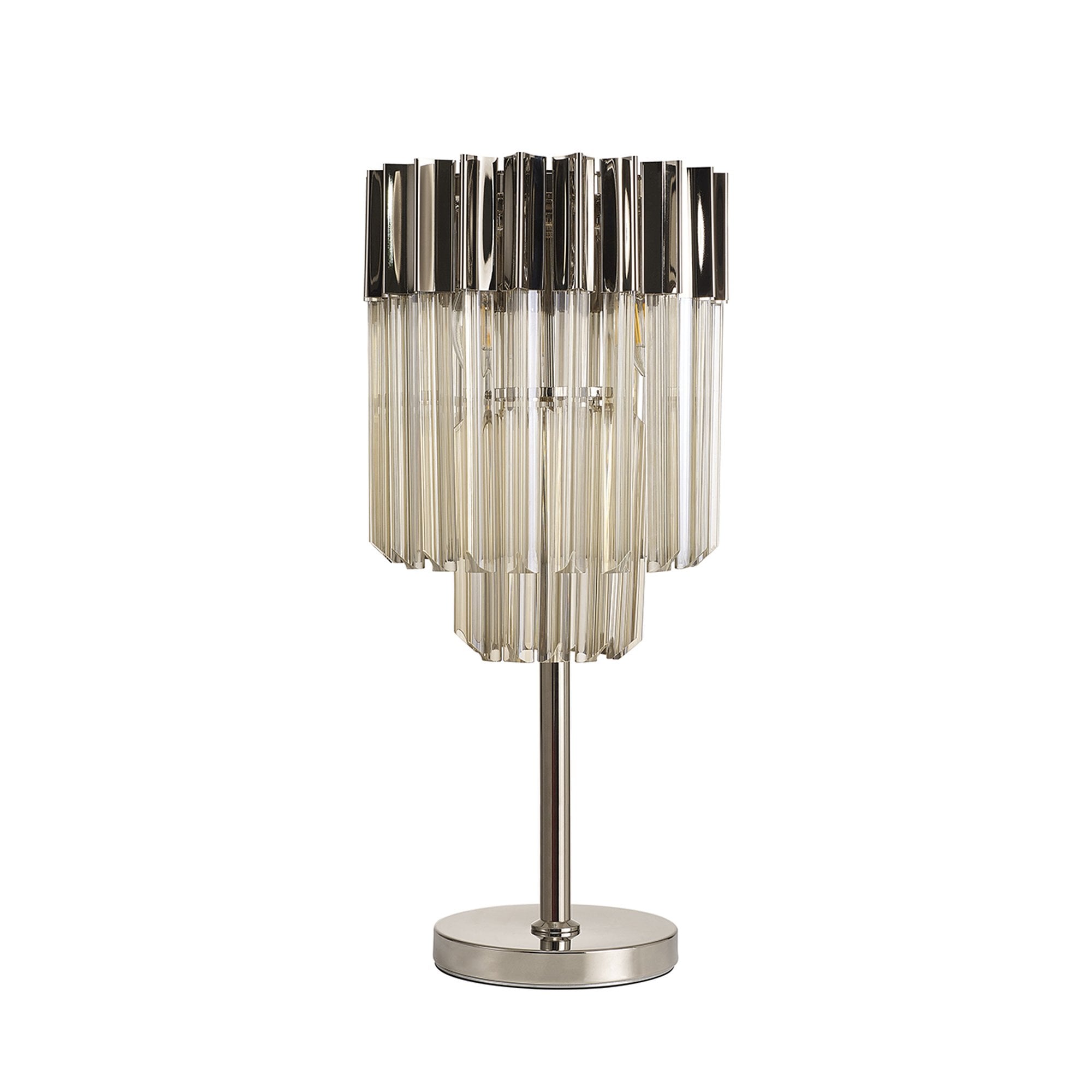 Donard Polished Nickel Table Lamp with Cognac Glass