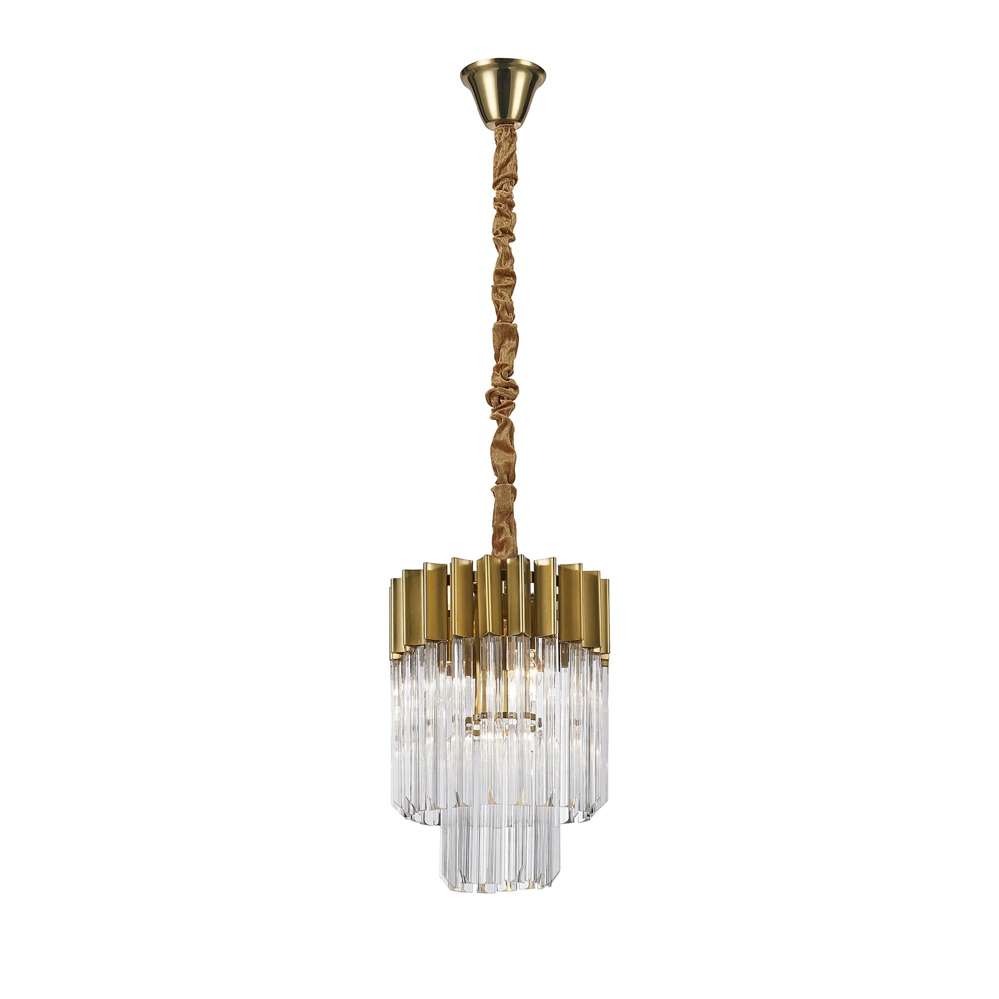 Donard Brass 4 Light Pendant with Clear Glass