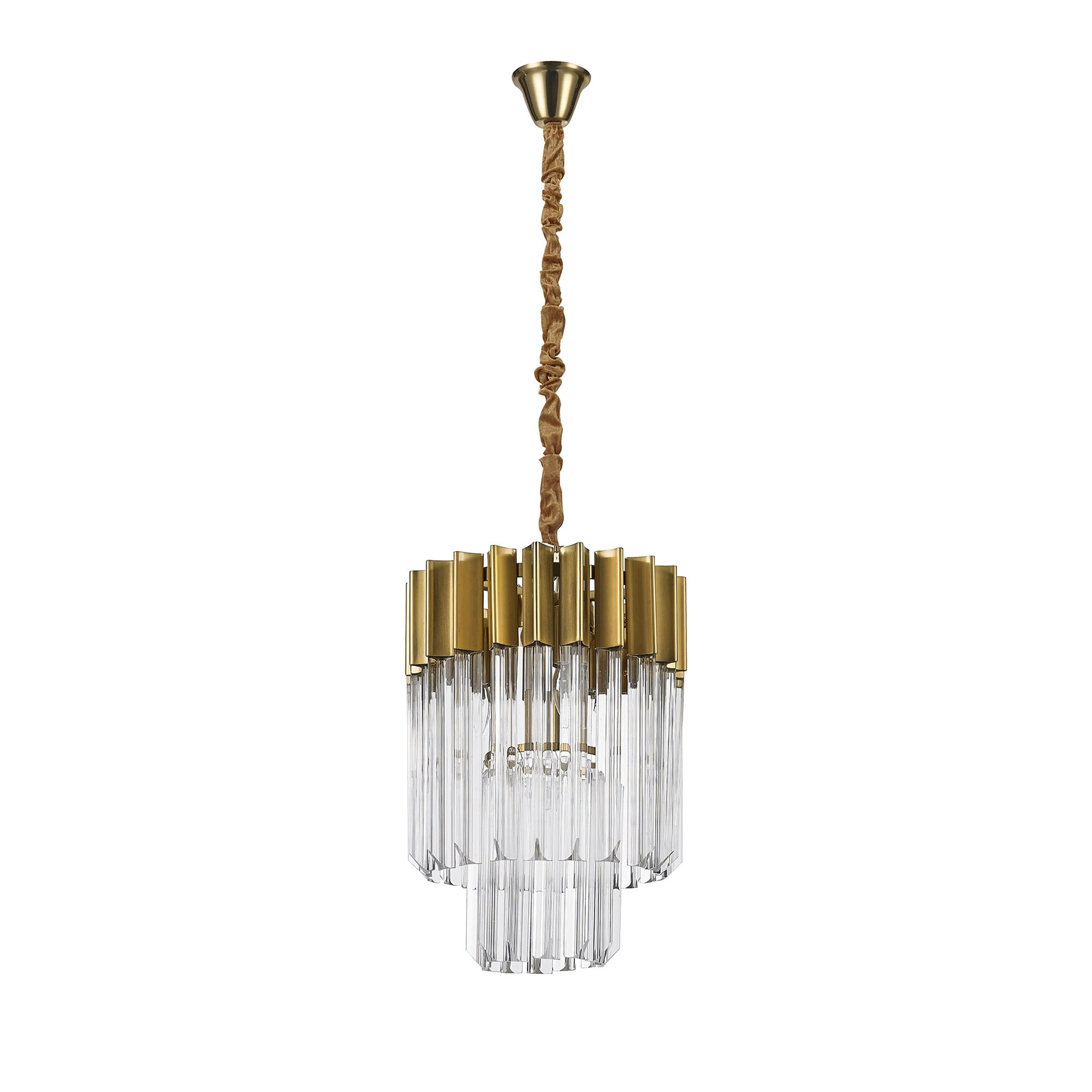 Donard Brass 4 Light Pendant with Clear Glass