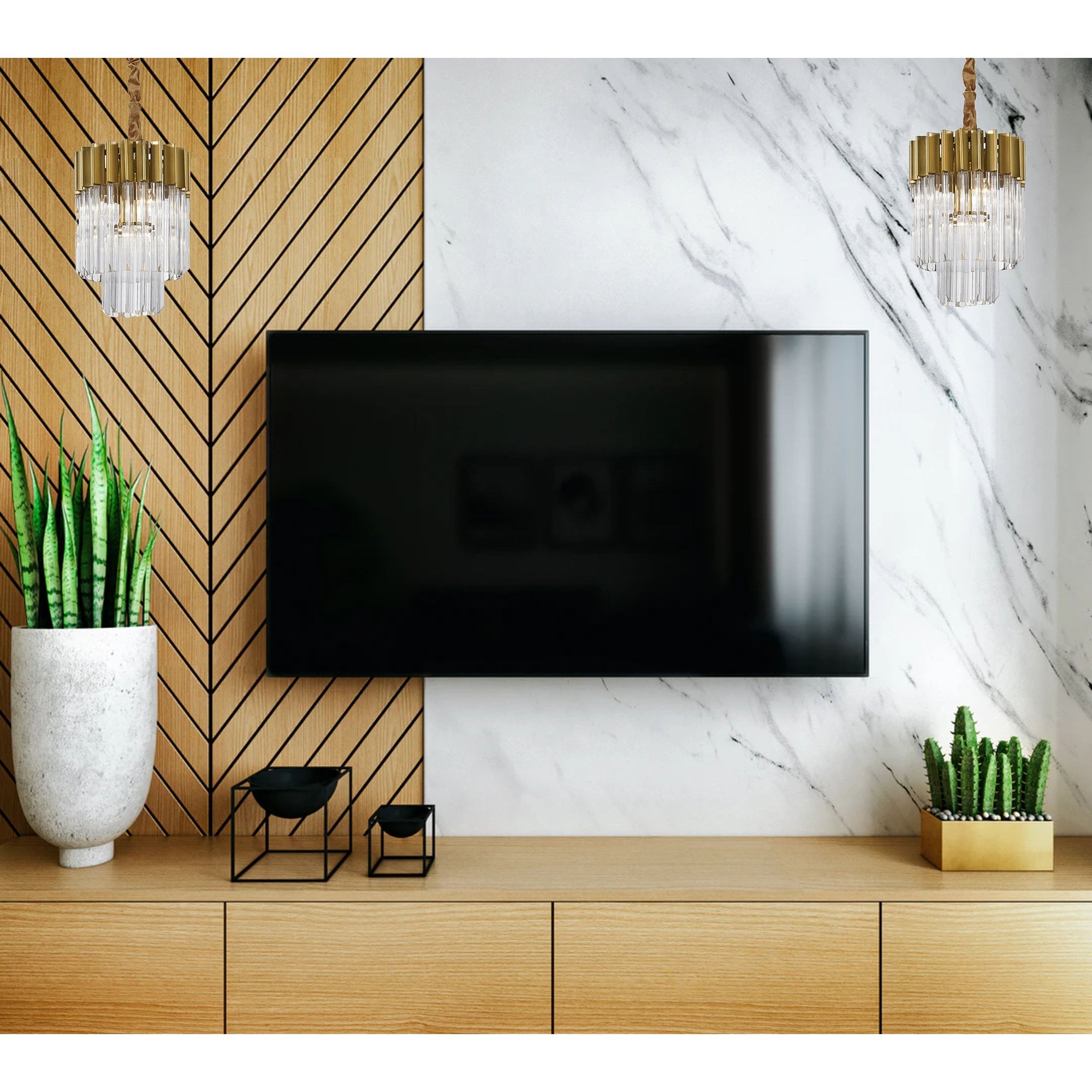 Donard Brass 4 Light Pendant with Clear Glass