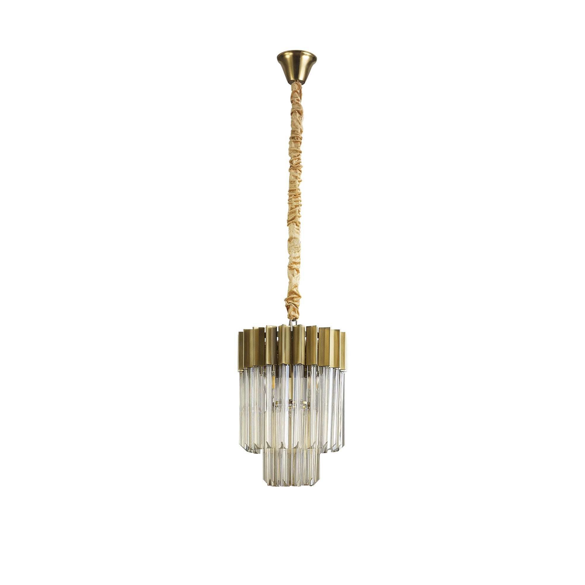 Donard Brass 4 Light Pendant with Cognac Glass