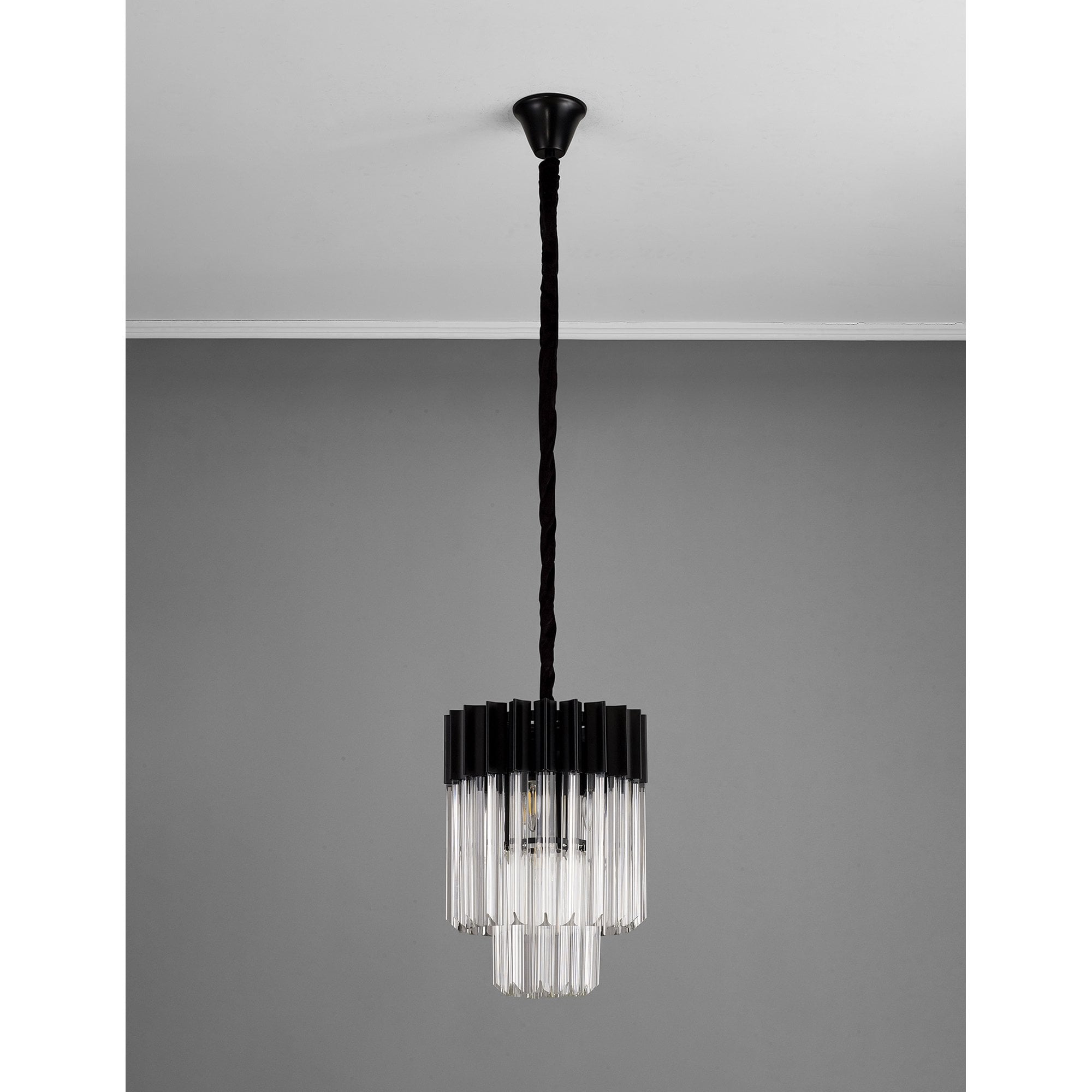 Donard Matt Black 4 Light Pendant with Clear Glass