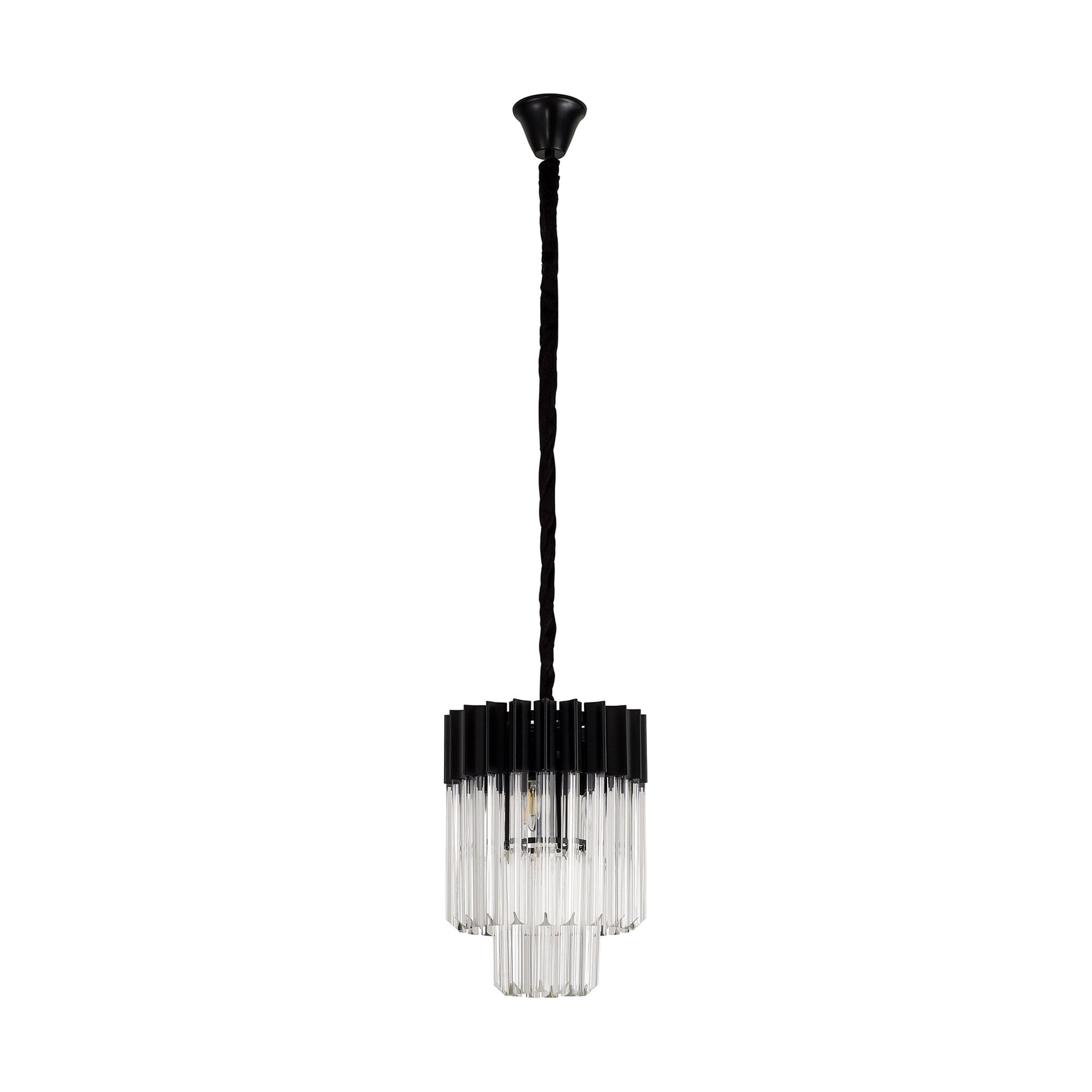 Donard Matt Black 4 Light Pendant with Clear Glass