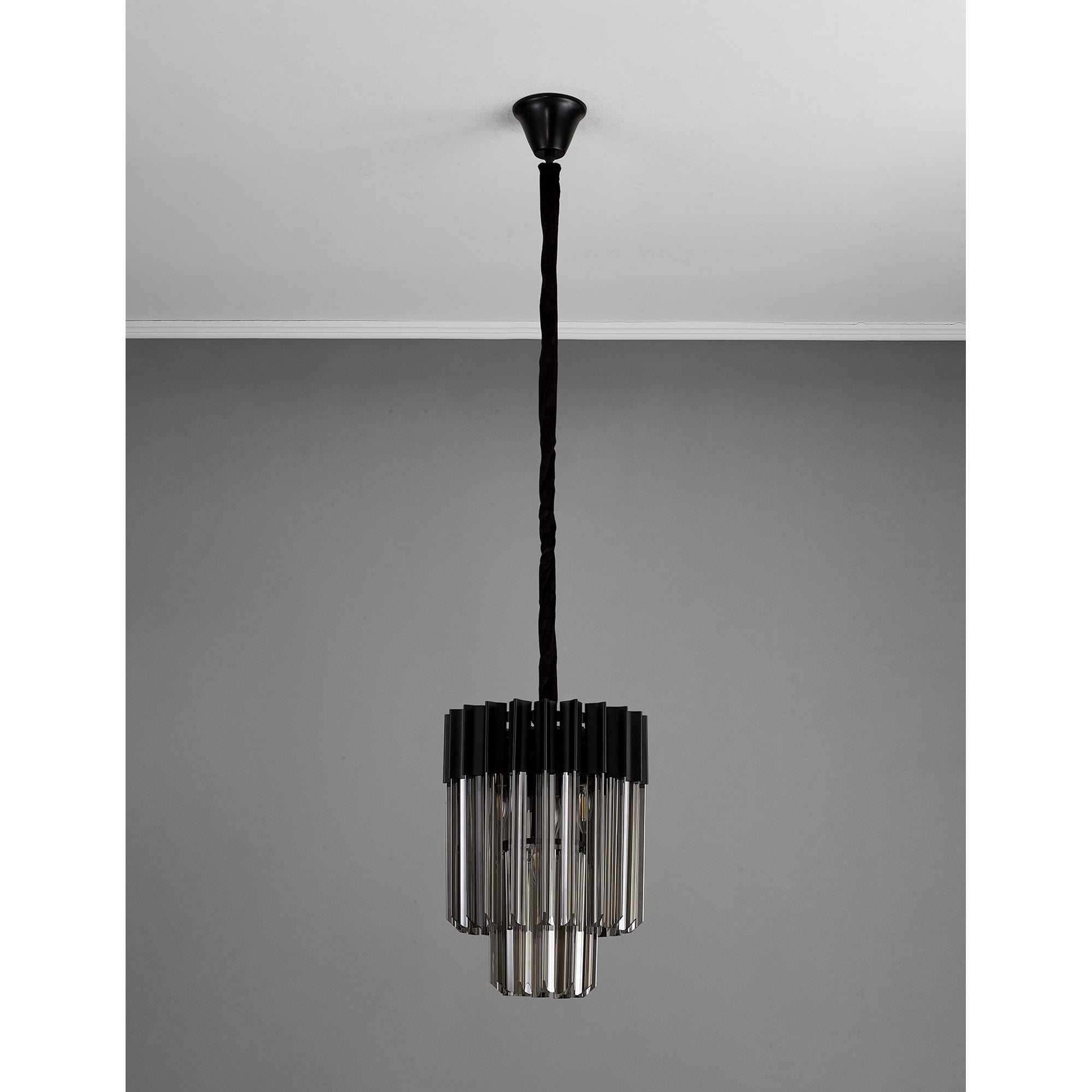 Donard Matt Black 4 Light Pendant with Smoked Glass