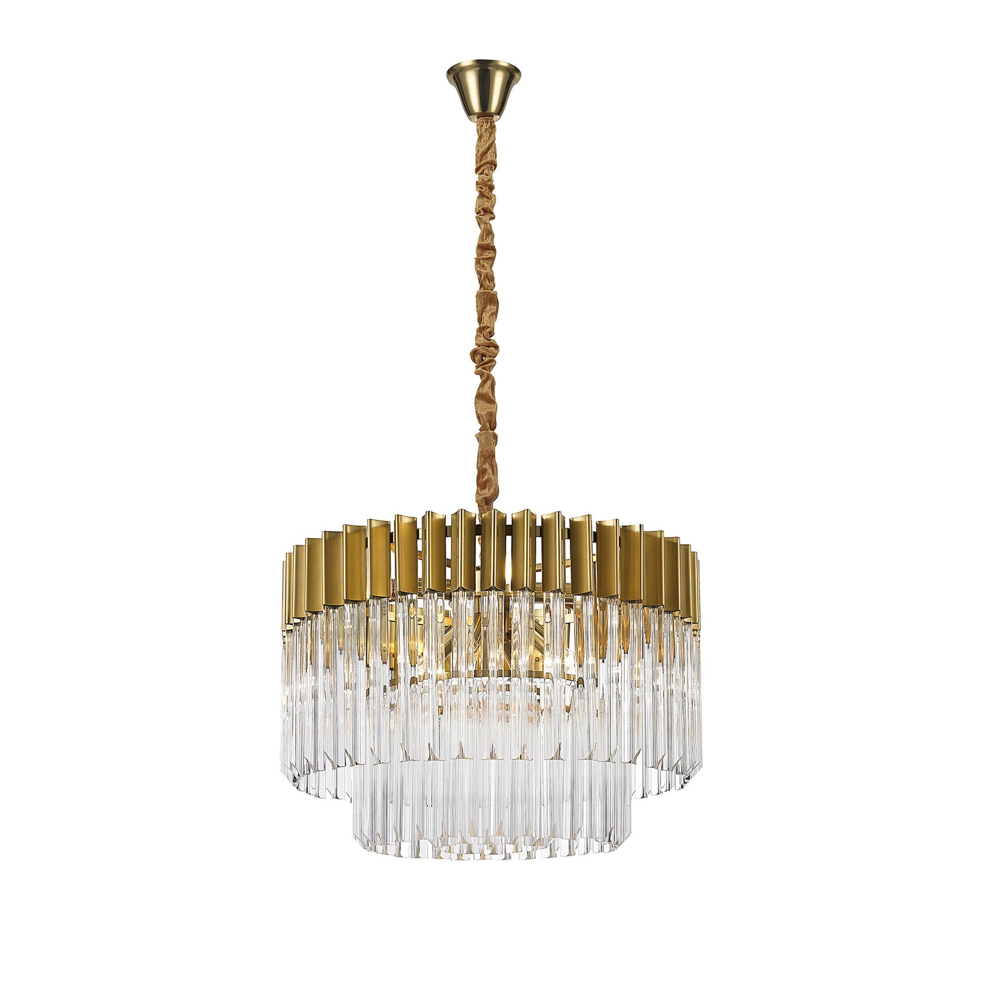 Donard Brass 8 Light Pendant with Clear Glass