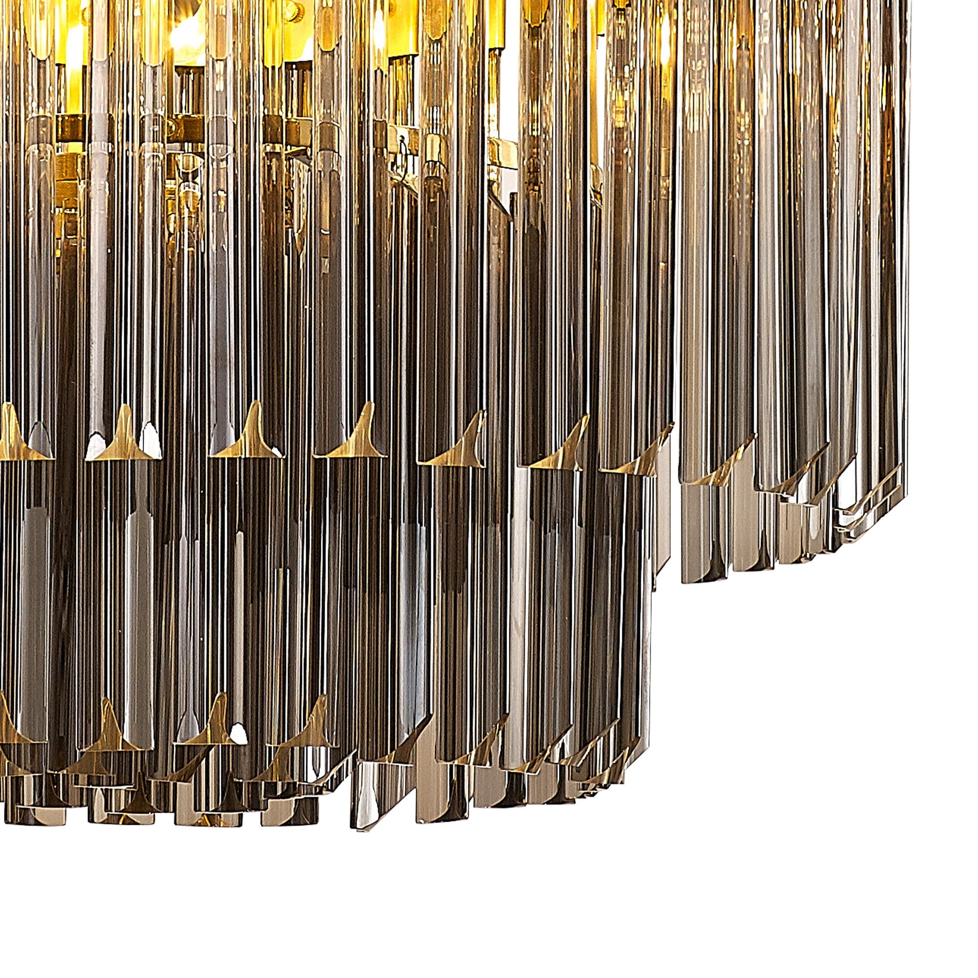 Donard Brass 8 Light Pendant with Smoked Glass