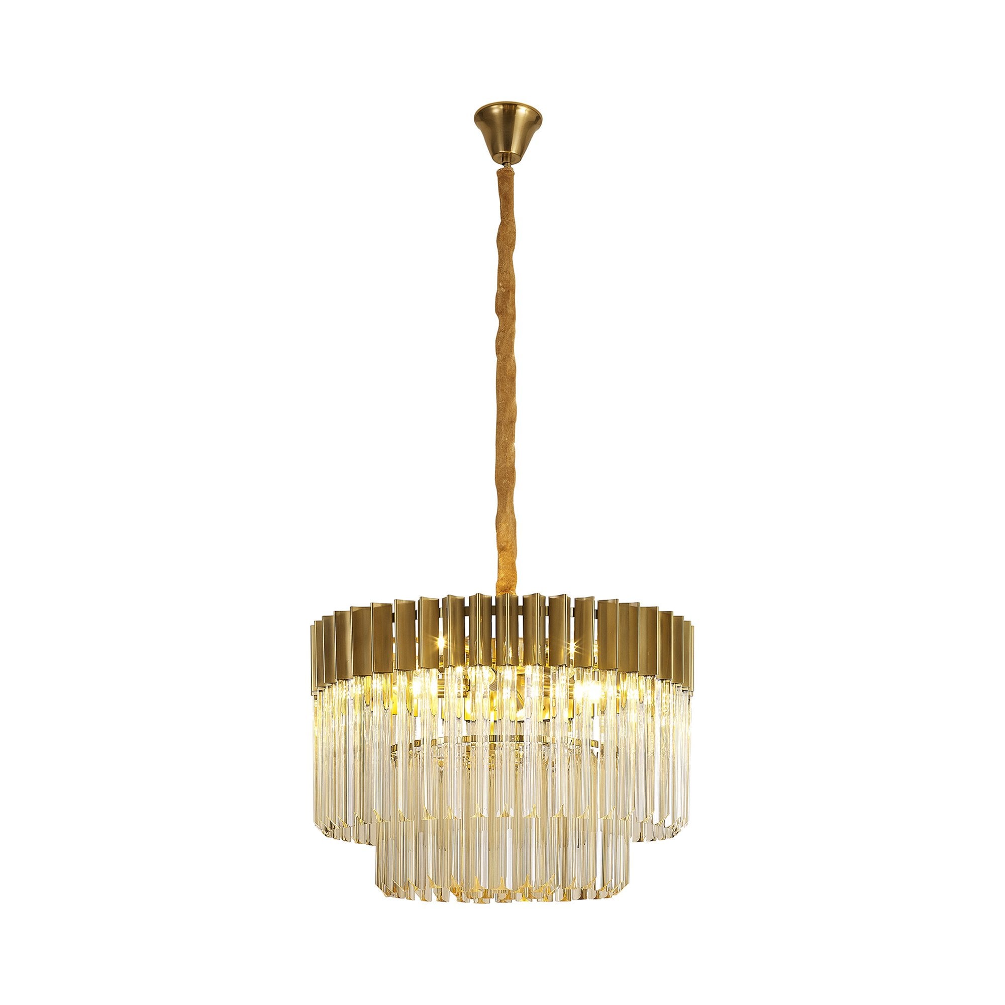 Donard Brass 8 Light Pendant with Cognac Glass