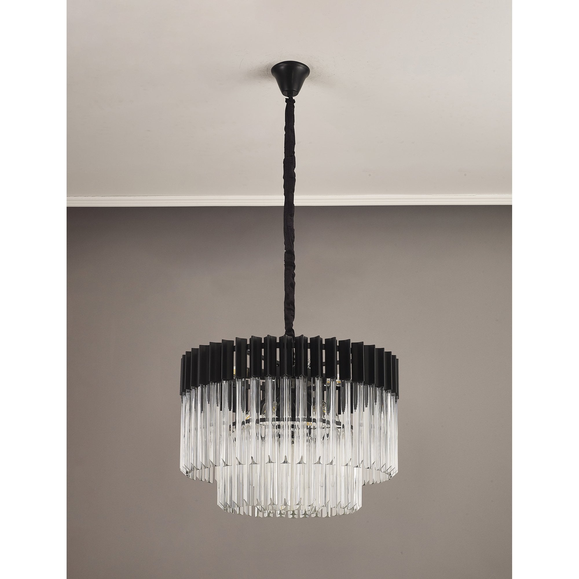 Donard Matt Black 8 Light Pendant with Clear Glass