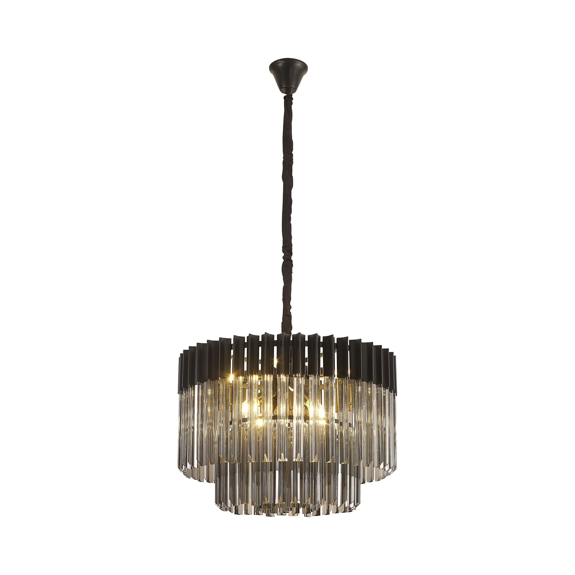 Donard Matt Black 8 Light Pendant with Smoked Glass