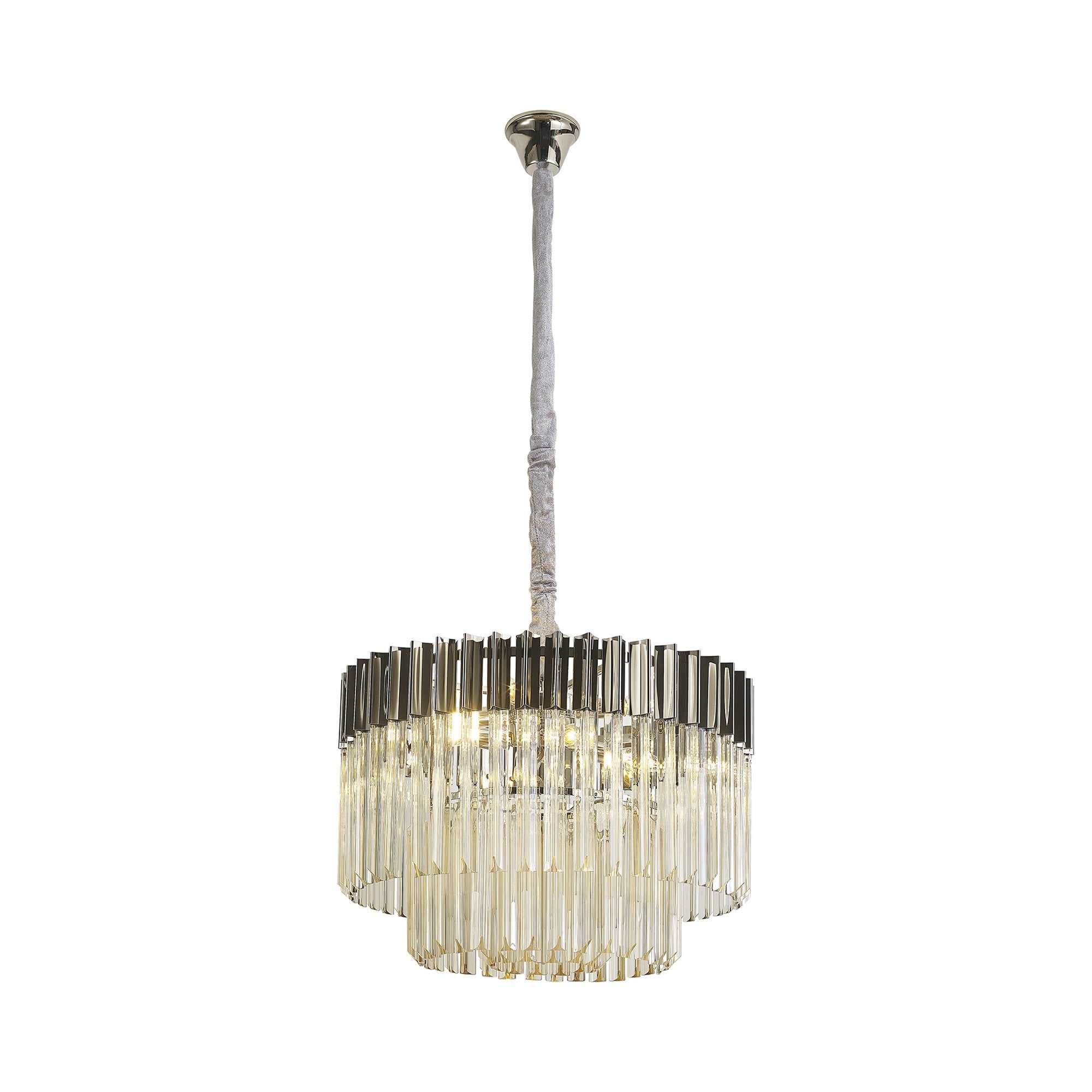 Donard Polished Nickel 8 Light Pendant with Cognac Glass