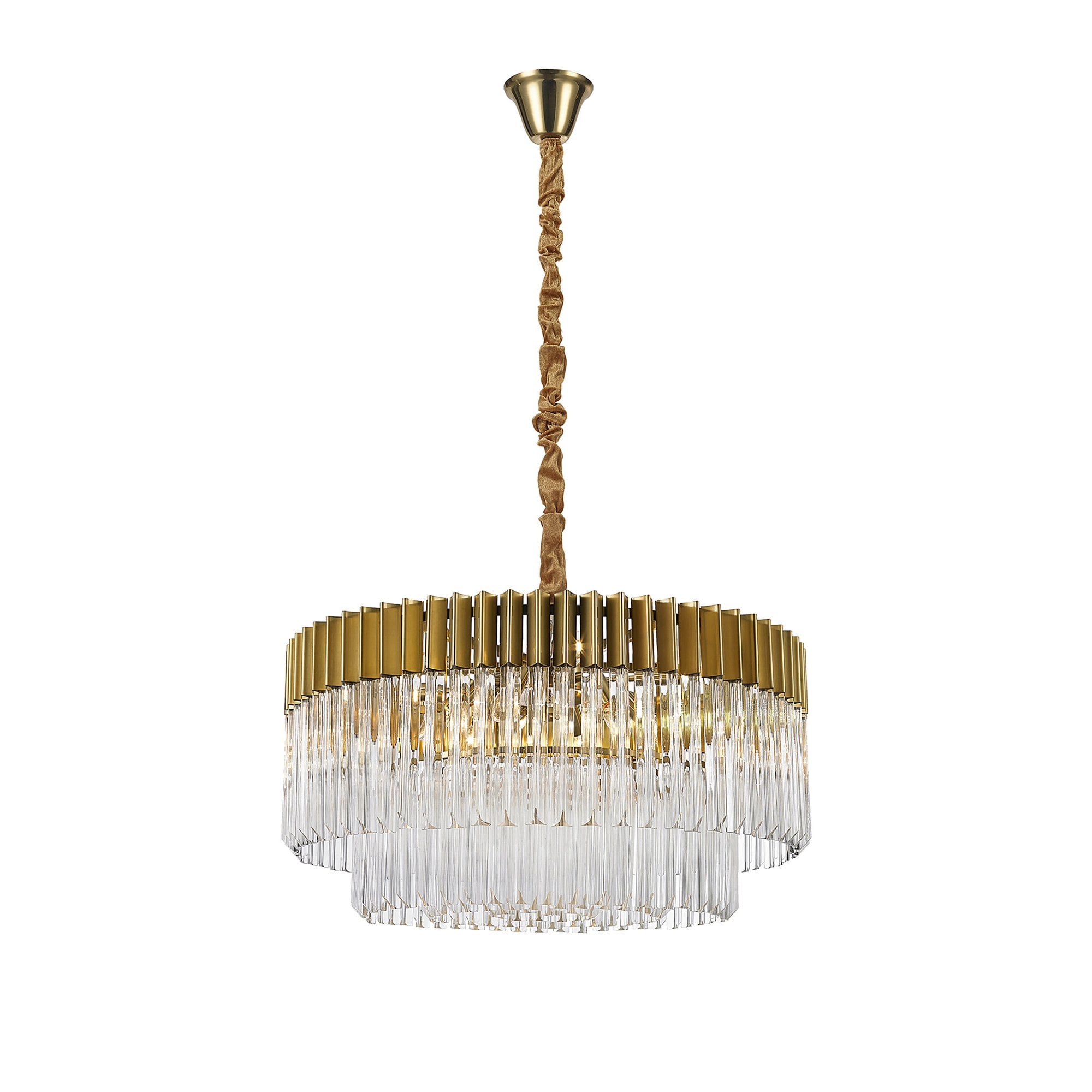 Donard Brass 12 Light Pendant with Clear Glass
