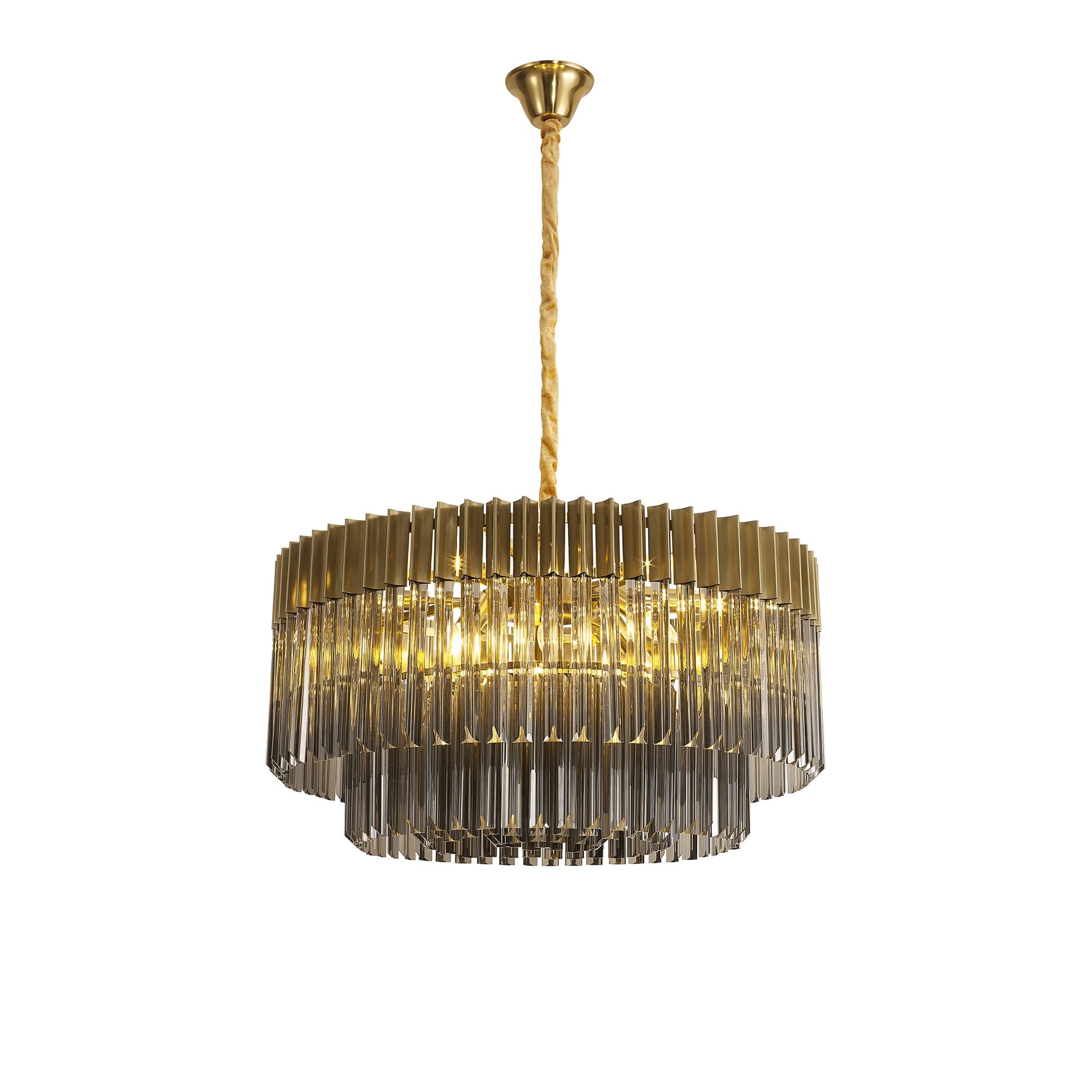 Donard Brass 12 Light Pendant with Smoked Glass