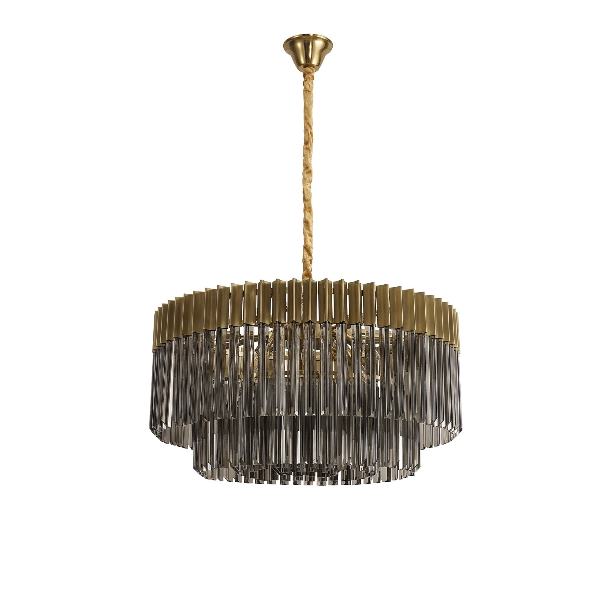 Donard Brass 12 Light Pendant with Smoked Glass