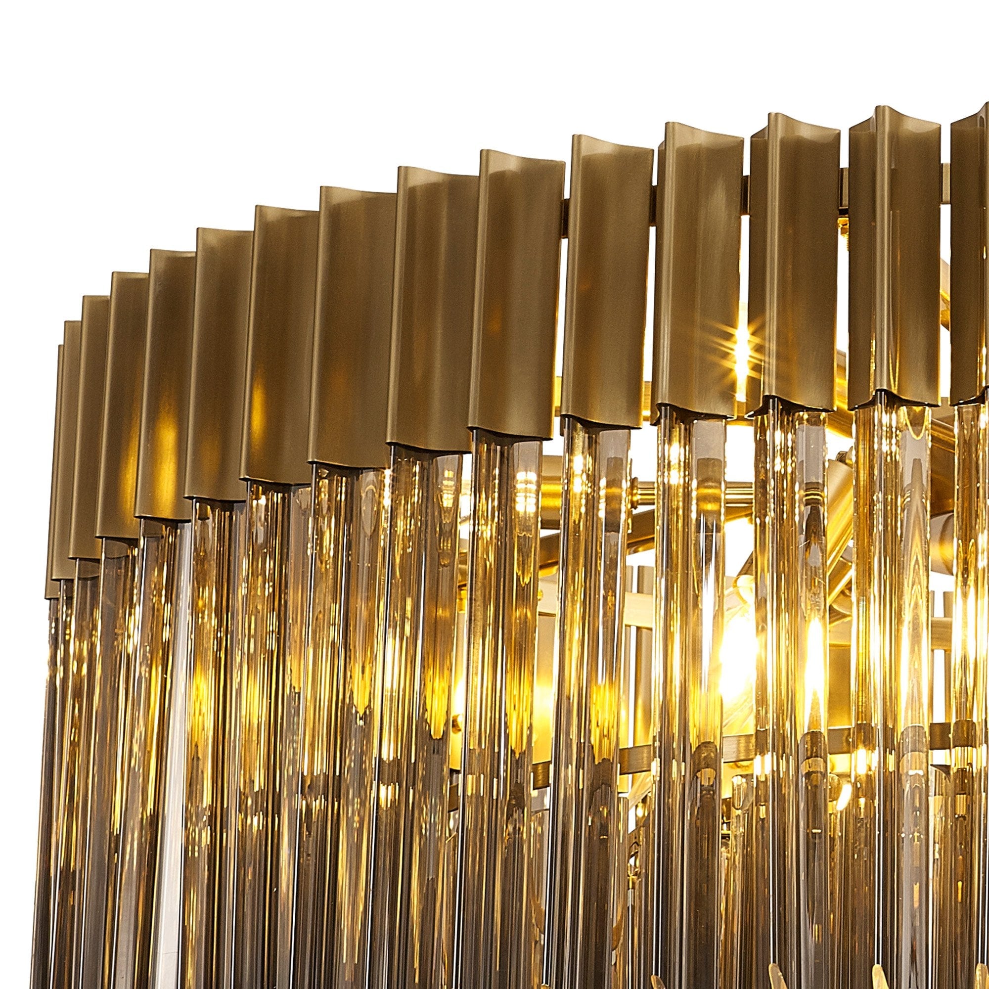 Donard Brass 12 Light Pendant with Smoked Glass