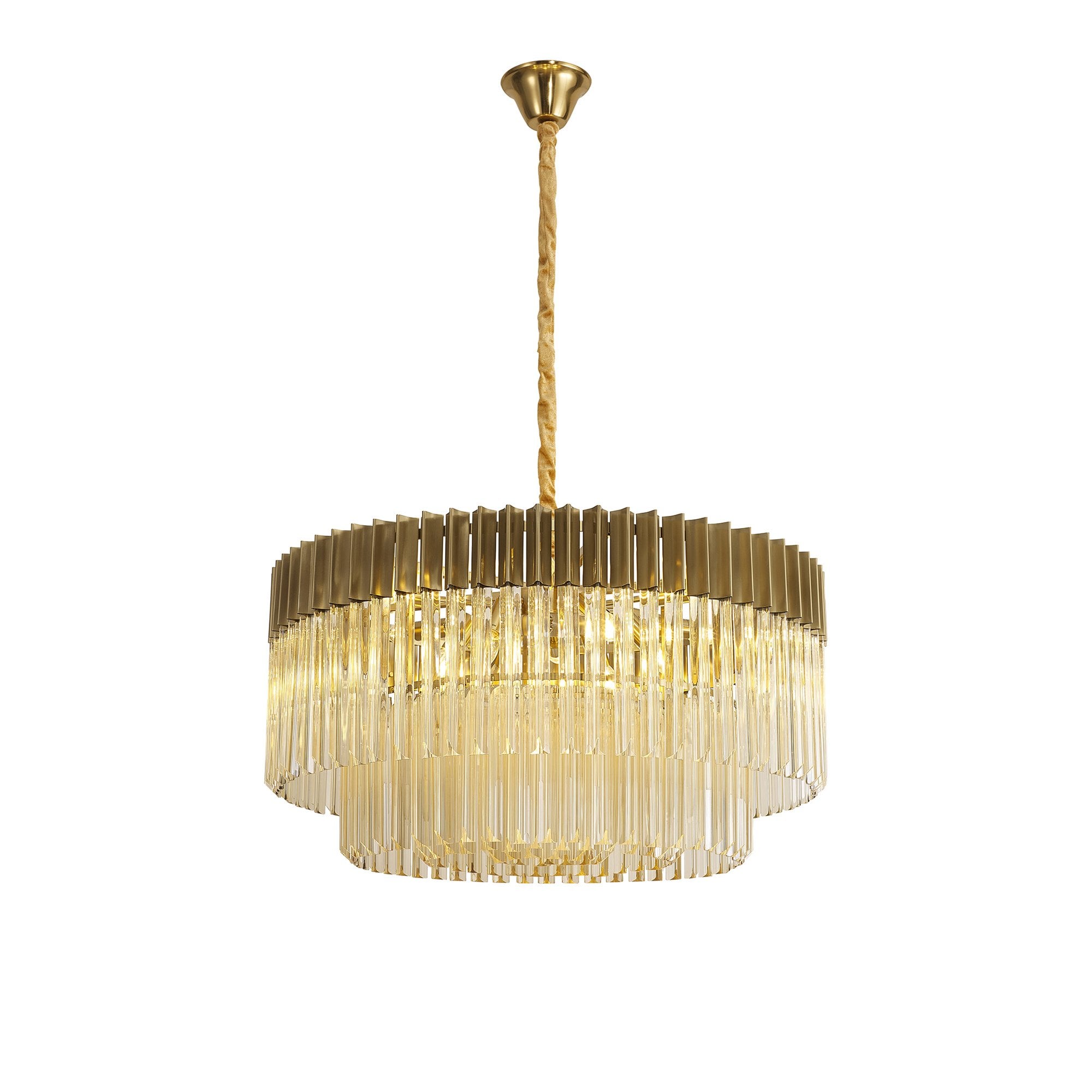 Donard Brass 12 Light Pendant with Cognac Glass