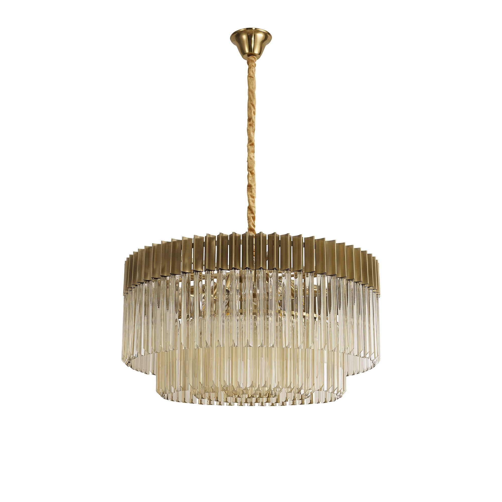Donard Brass 12 Light Pendant with Cognac Glass
