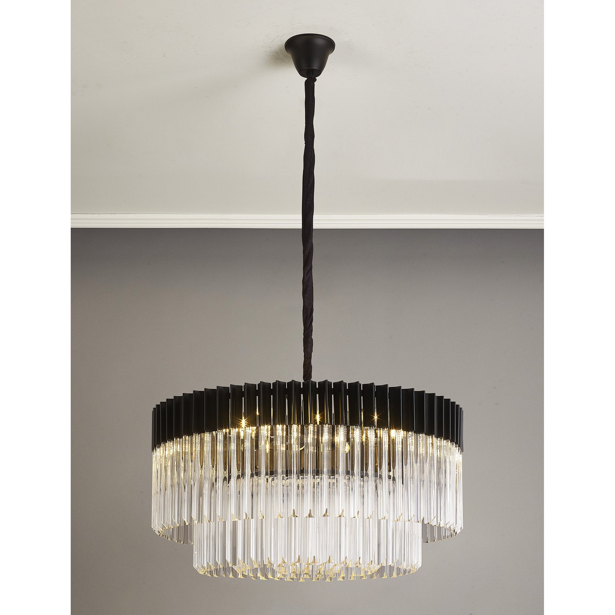 Donard Matt Black 12 Light Pendant with Clear Glass
