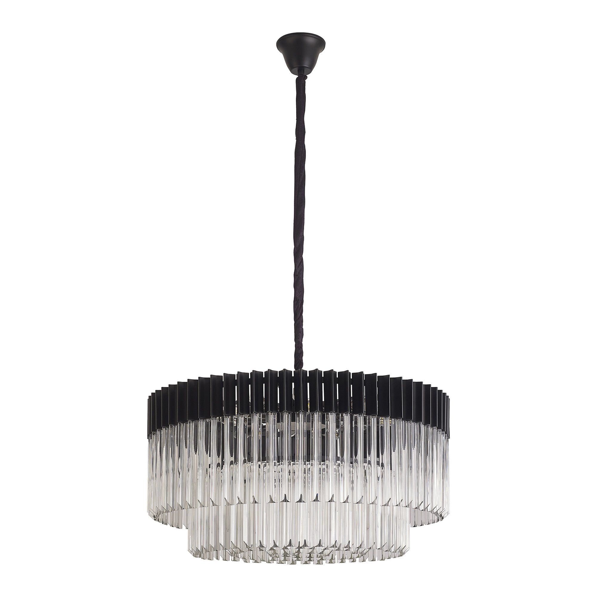 Donard Matt Black 12 Light Pendant with Clear Glass