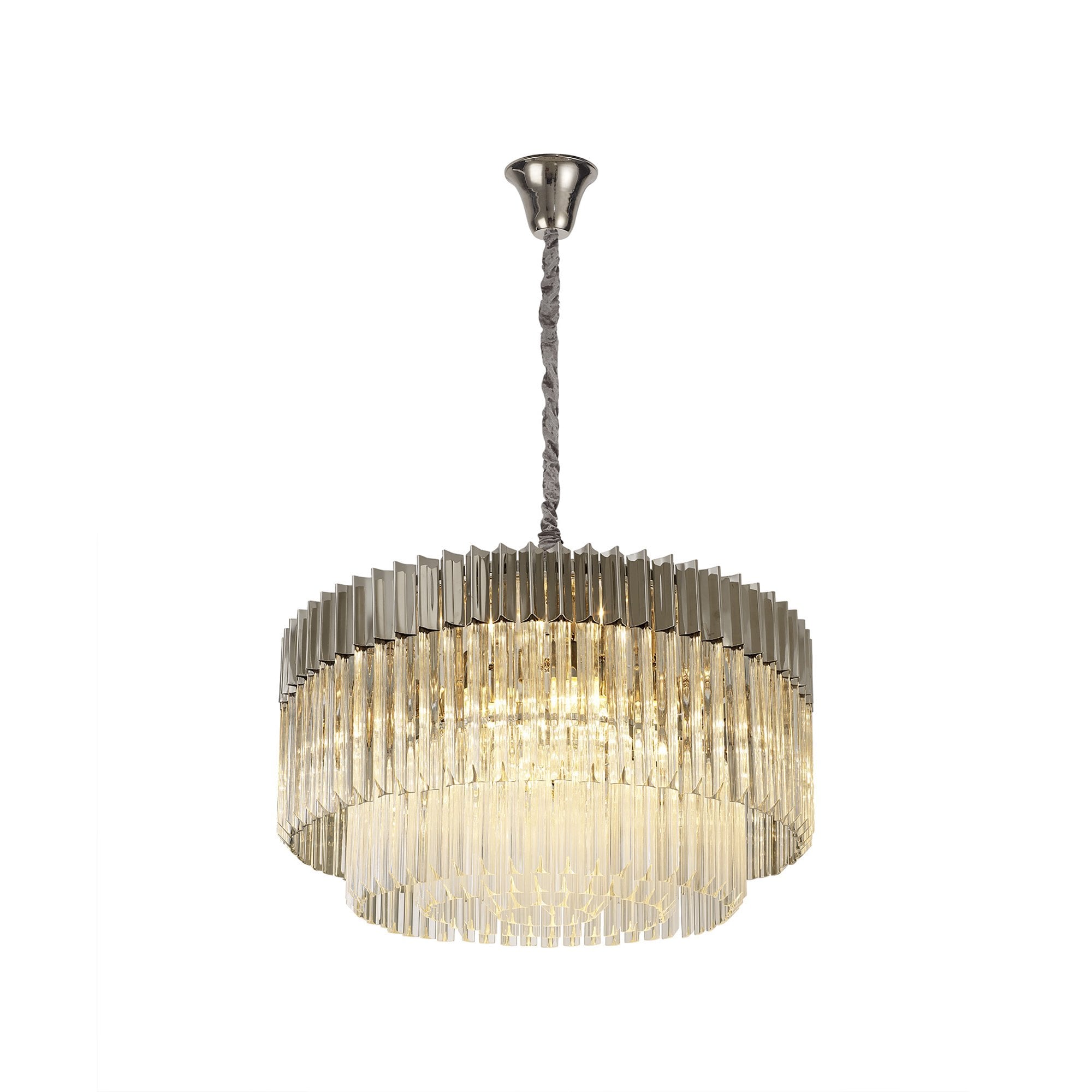 Donard Polished Nickel 12 Light Pendant with Clear Glass